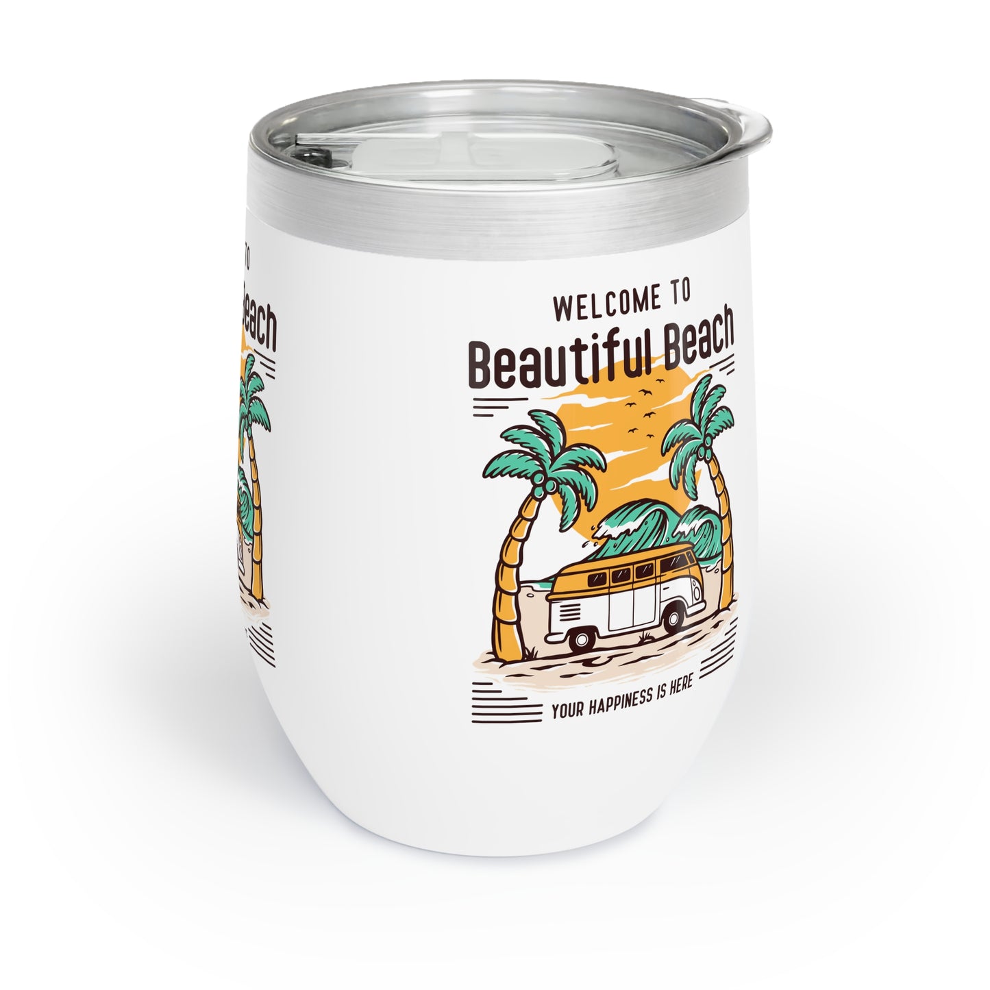 Welcome To Beautiful Beach - Chill Wine Tumbler - 10564