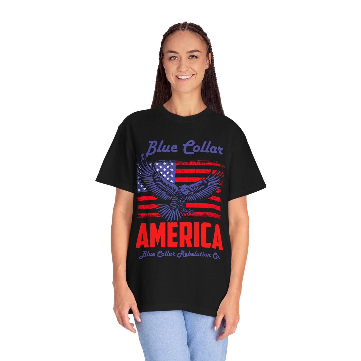 Unisex American Eagle Graphic Tee - Perfect for Patriotic Events, Casual Wear, 4th of July Gatherings, Gifts for Blue Collar Workers - 13695