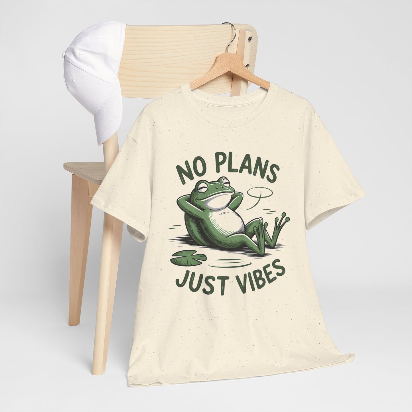 Funny Frog T-Shirt – “No Plans Just Vibes” Relaxed Graphic Tee - 14857