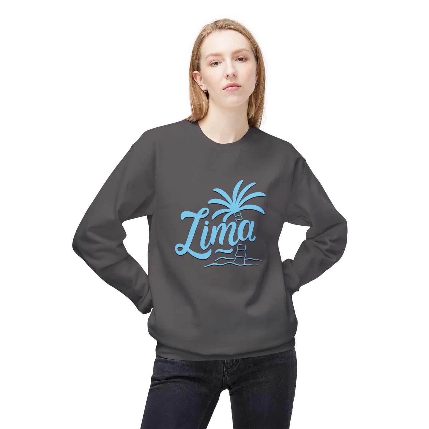 Lima, Palm Tree Crewneck Sweatshirt - Cozy Unisex Midweight Fleece for Relaxed Living - 12128