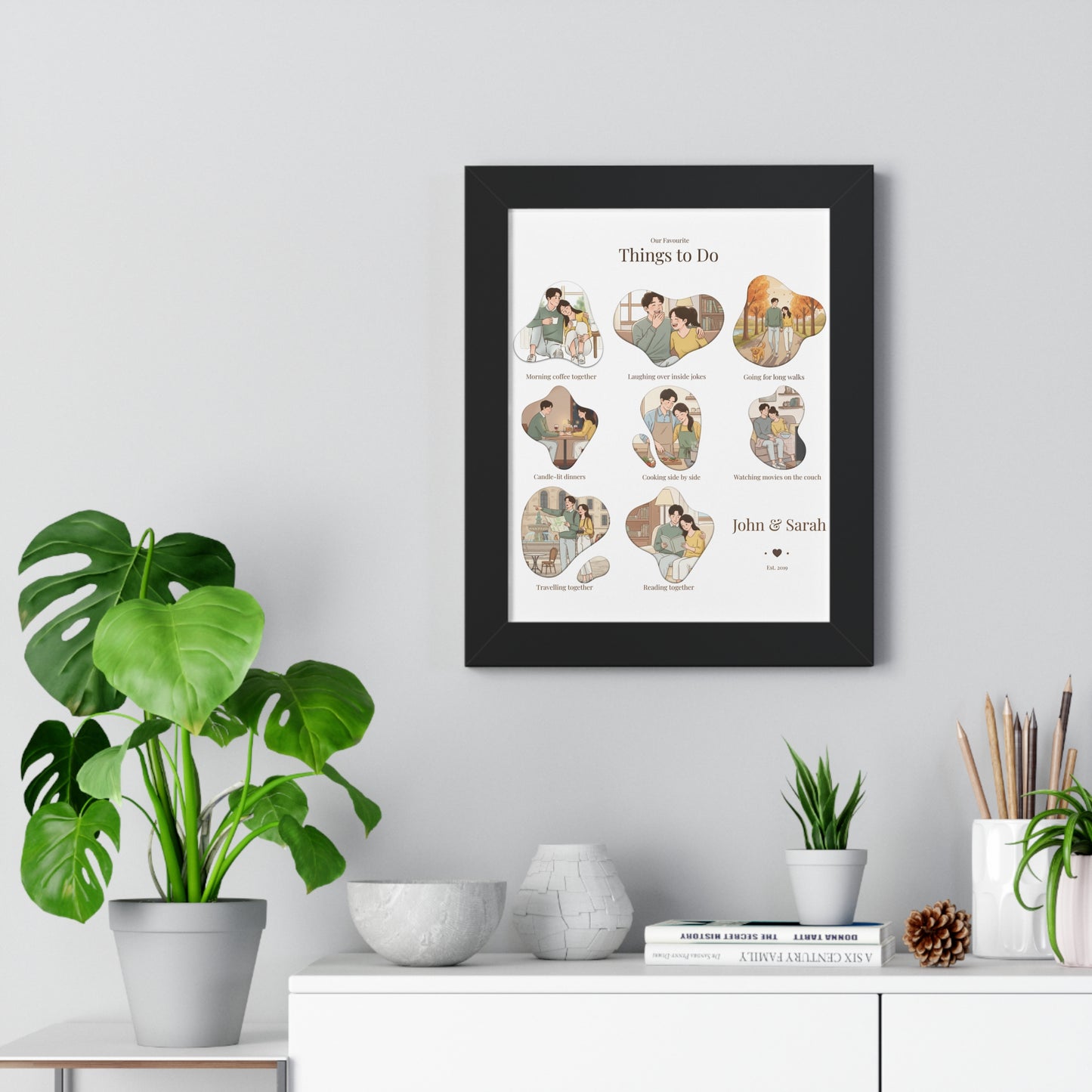 Framed Poster – “Our Favourite Things to Do” Personalized Couple Print | Valentine’s Gift - 14709