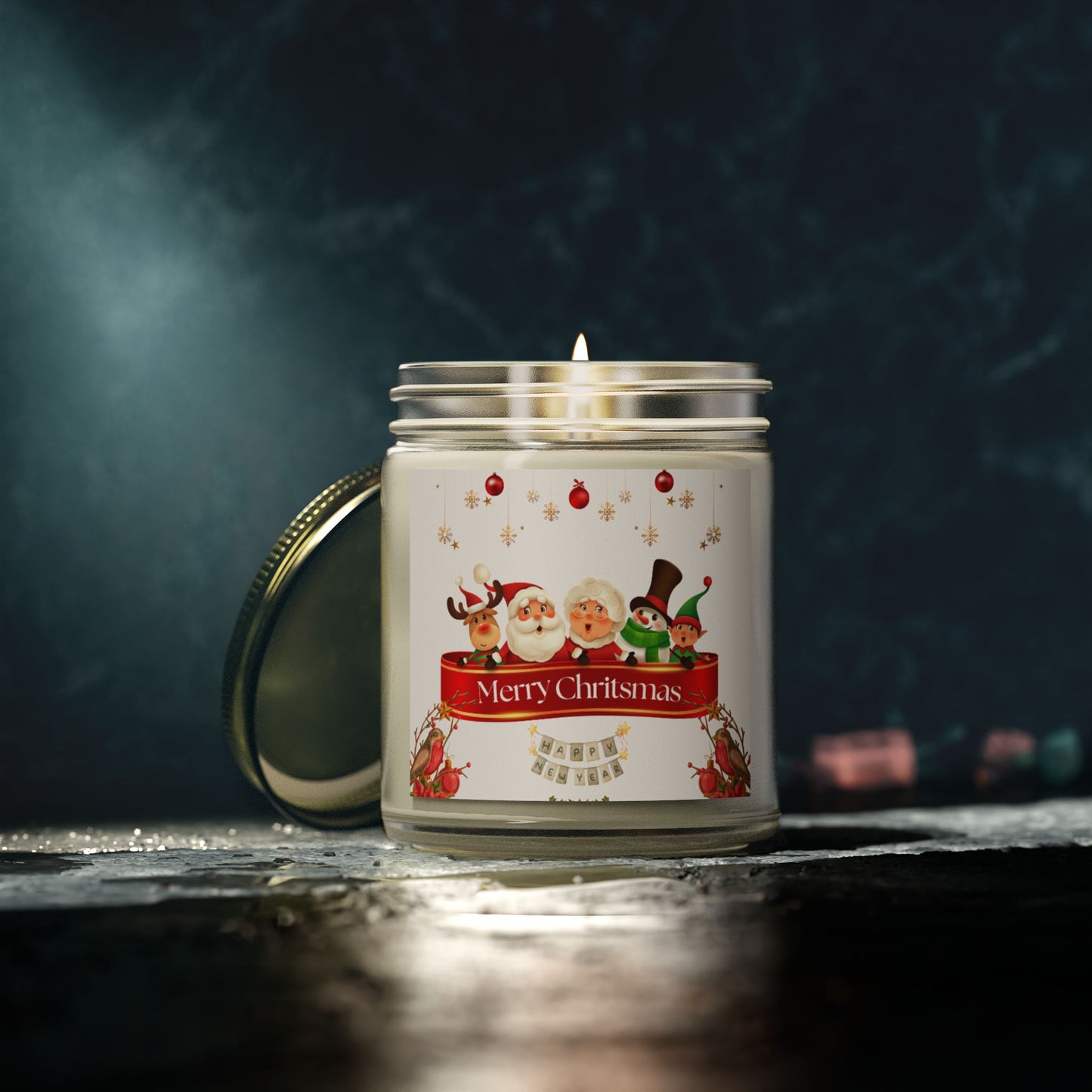 Merry Christmas - Scented Candles, Coconut Apricot Wax (4oz, 9oz)