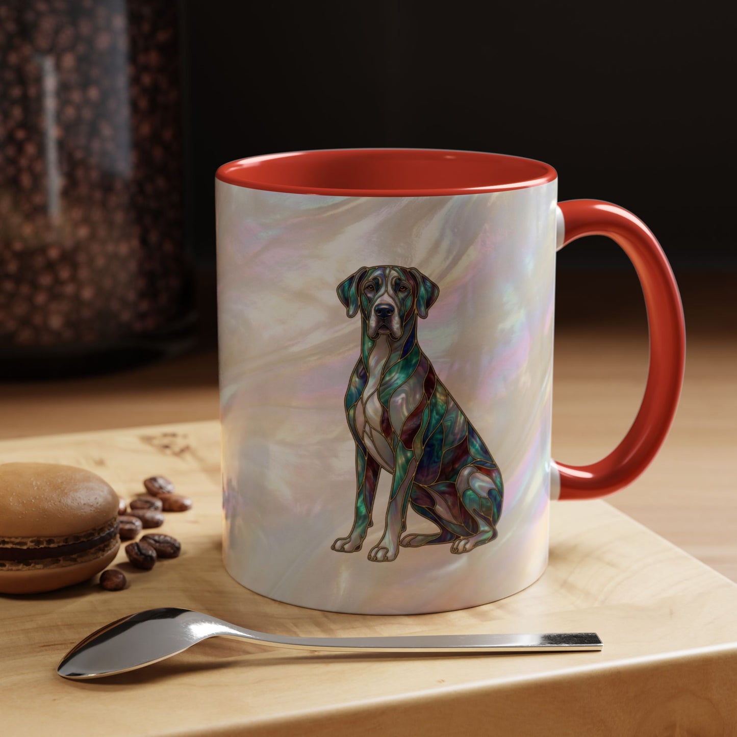 Personalized Great Dane Dog Mug — Stained Glass Design (11/15 oz) - 14550