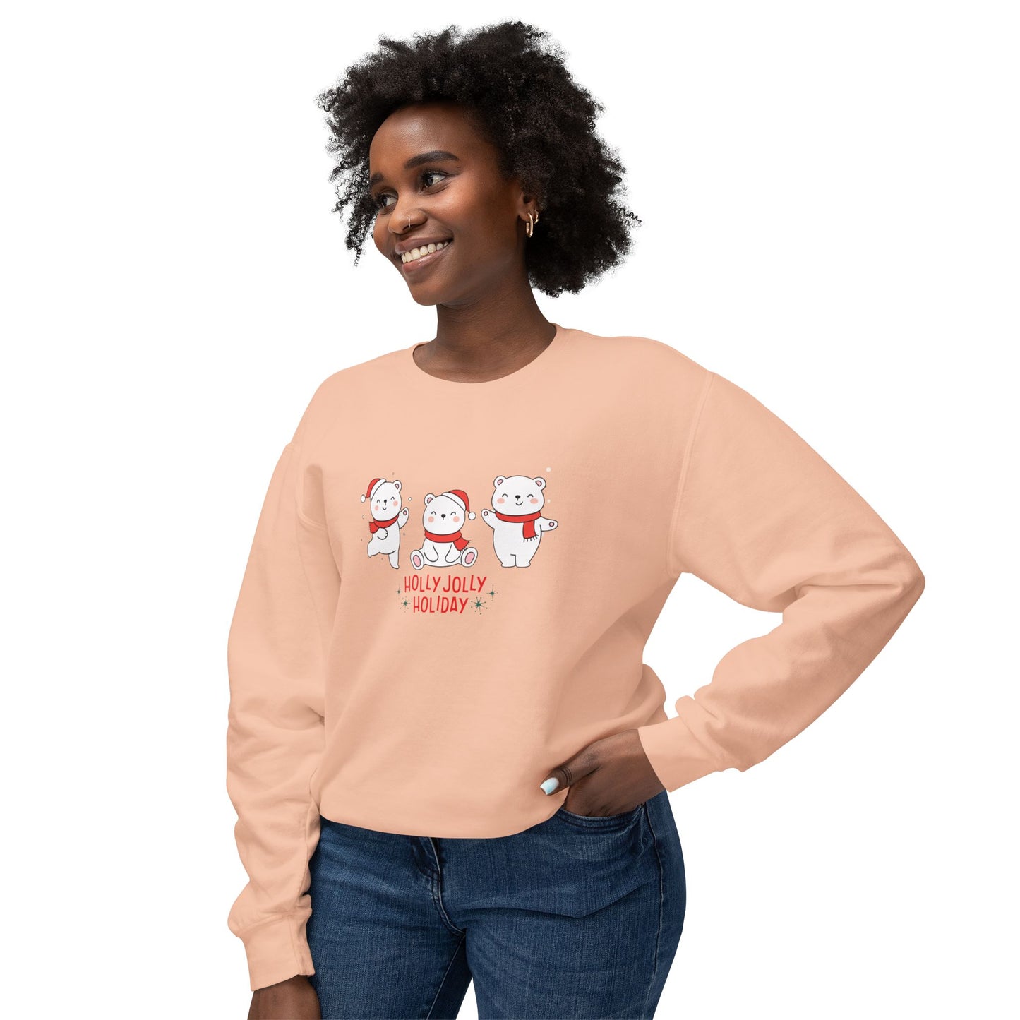 Baby Bears, Holly Jolly Holiday - Unisex Lightweight Crewneck Sweatshirt - 10015