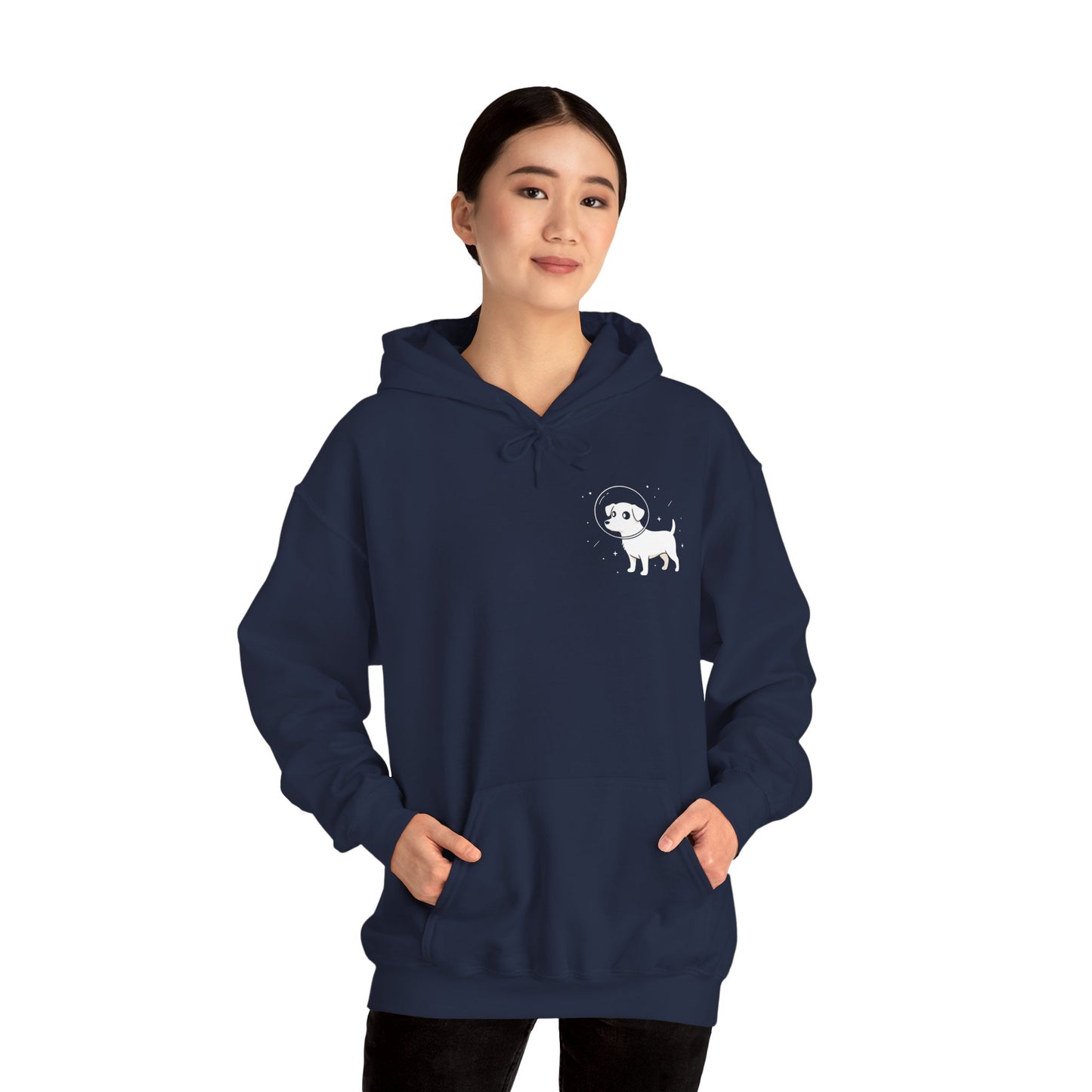 Dog in Space Hoodie – Space Puppy Graphic Hooded Sweatshirt, Unisex Heavy Blend™ - 14679