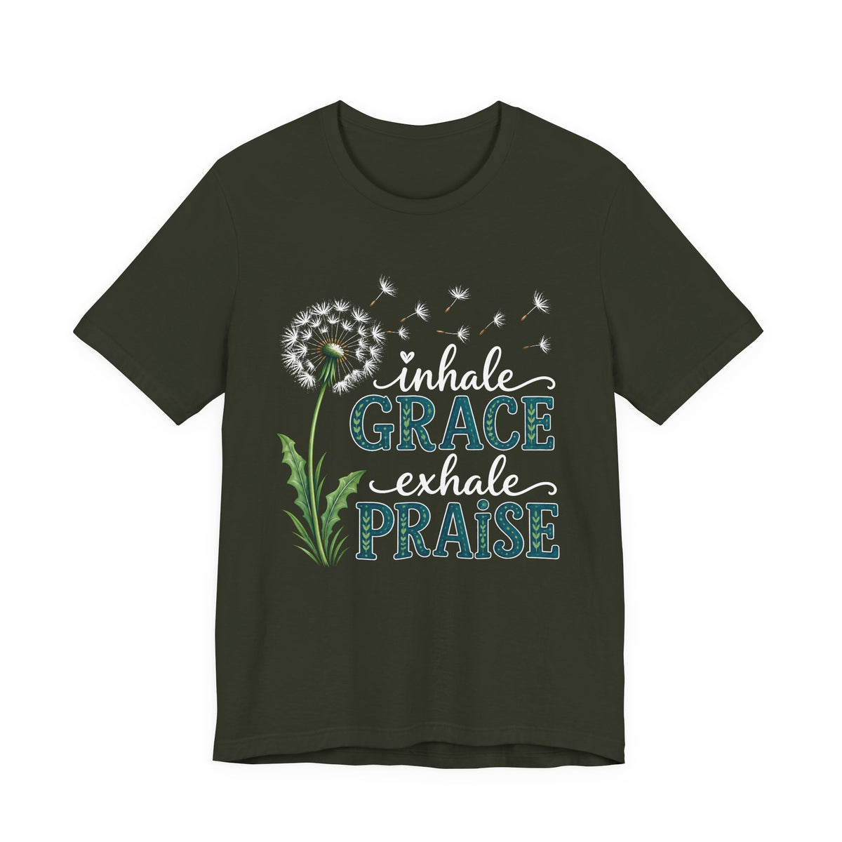 Inhale Grace Exhale Praise T-Shirt, Christian Faith Floral Tee - 14990