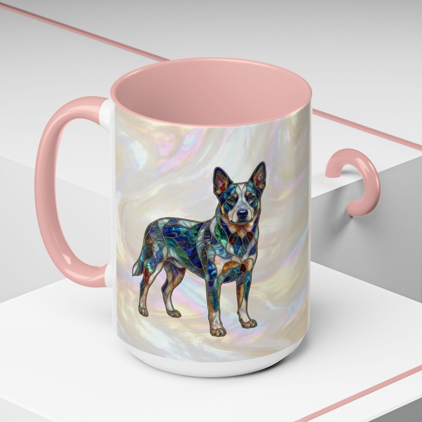 Australian Cattle Dog Accent Mug — Stained Glass Design (11/15oz) - 14613