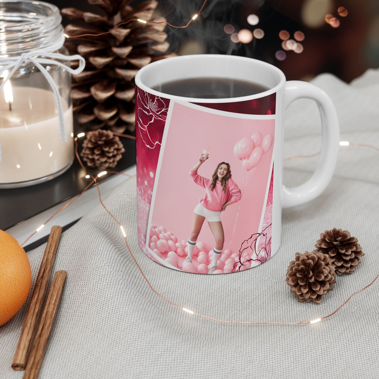 Happy Birthday Ceramic Mug | Personalized Gift for Friends | Celebration Cup | Best Friend Birthday Mug | Pink Sparkle Design - 13991