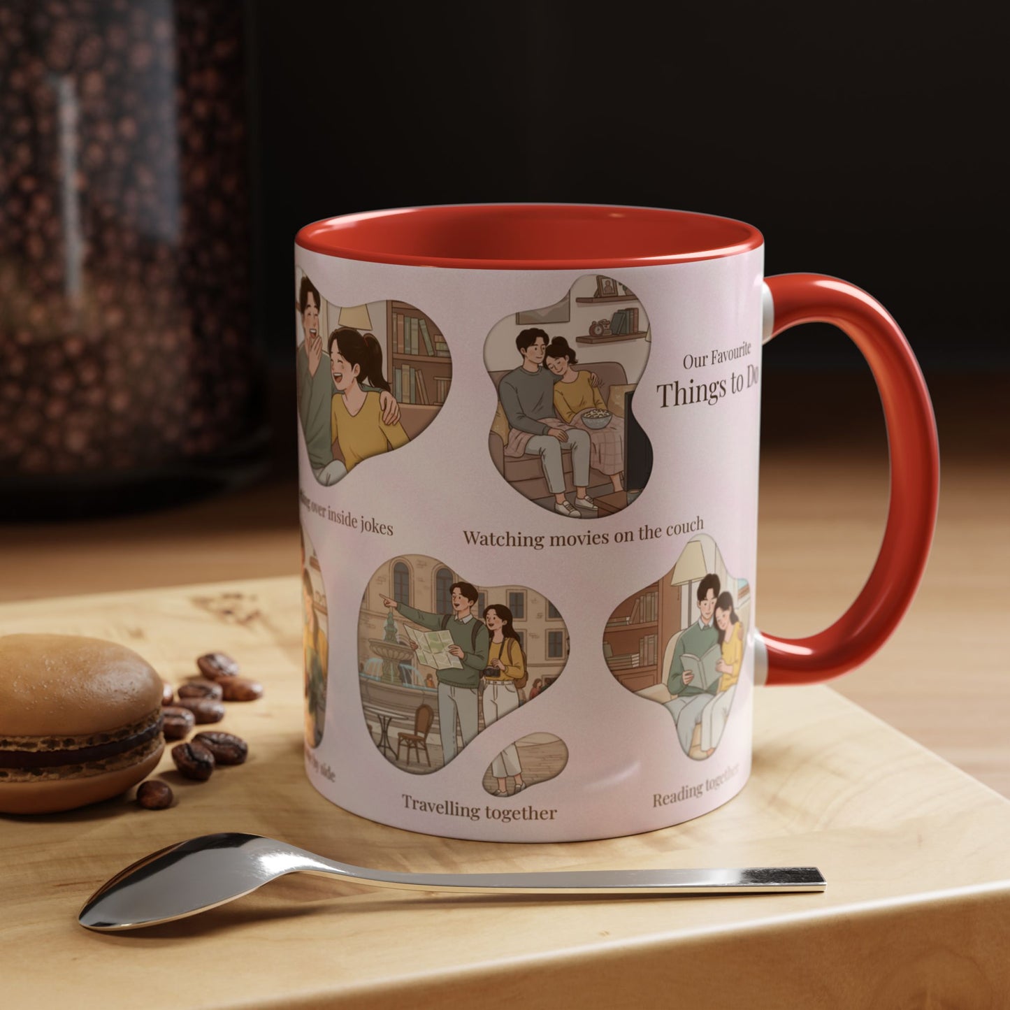 Our Favorite Things to Do Valentine’s Mug – Cozy Couples Illustrated Accent Coffee Mug - 14703