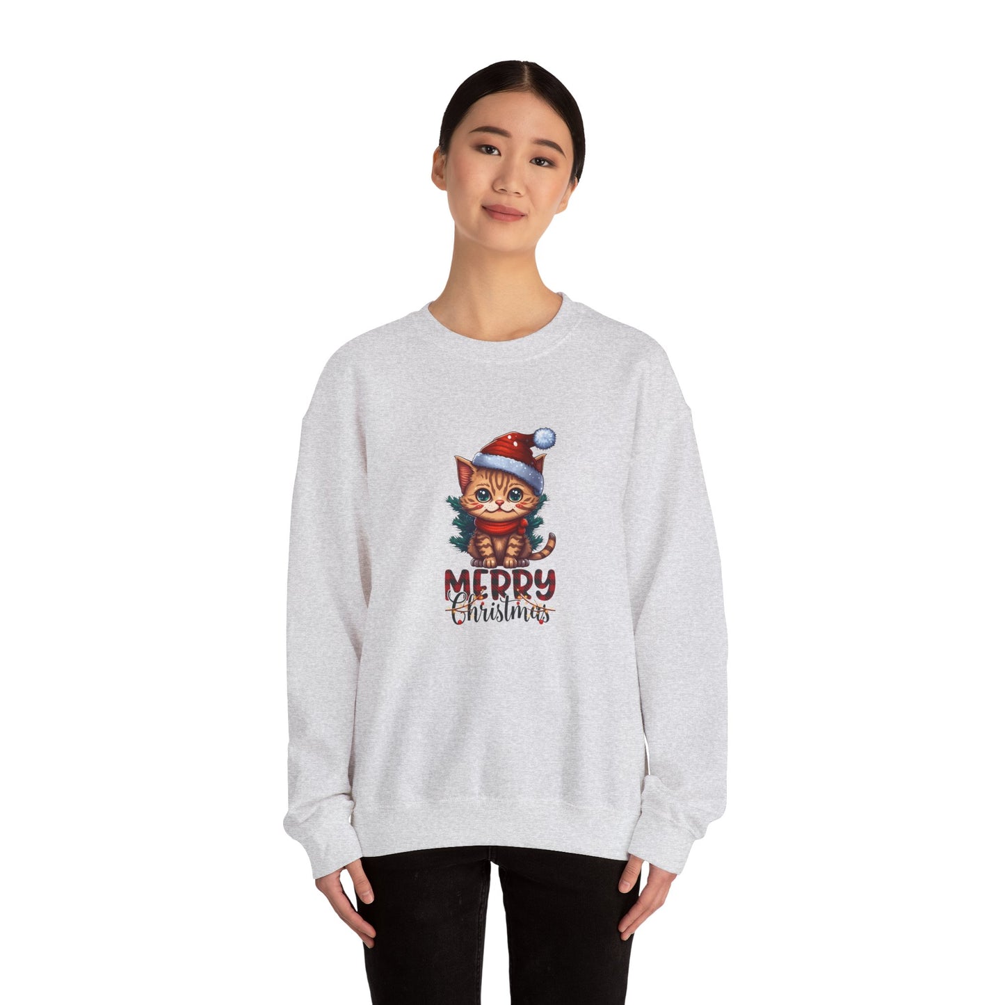 Merry Christmas, Cat - Unisex Heavy Blend™ Crewneck Sweatshirt