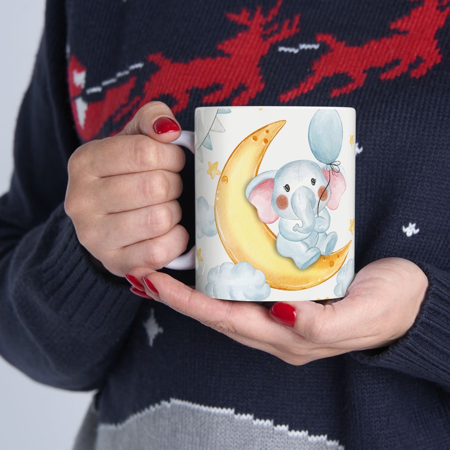 Happy Birthday Elephant Ceramic Mug | Custom Gift For Kids, Cute Animal Mug, Kids Birthday - 13954