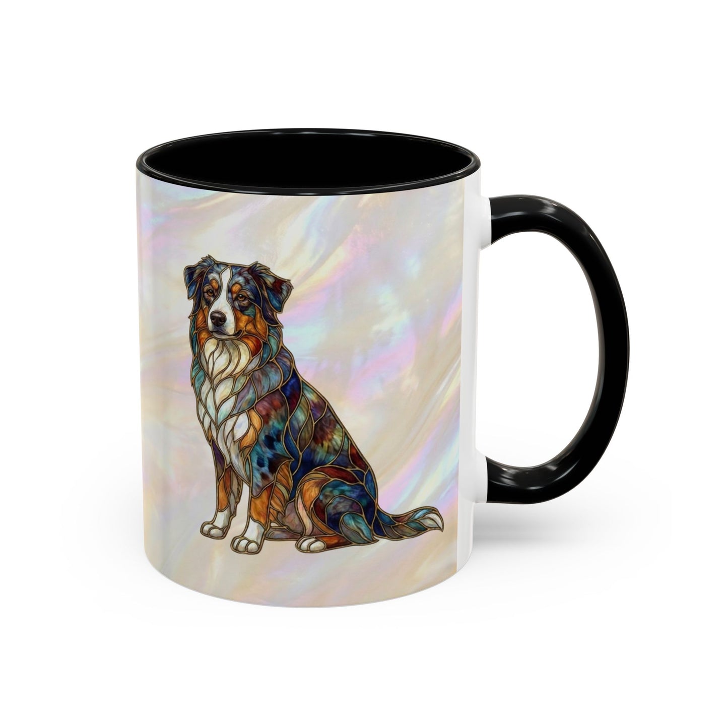 Australian Shepherd Accent Coffee Mug — Stained Glass Design (11/15oz) -14614
