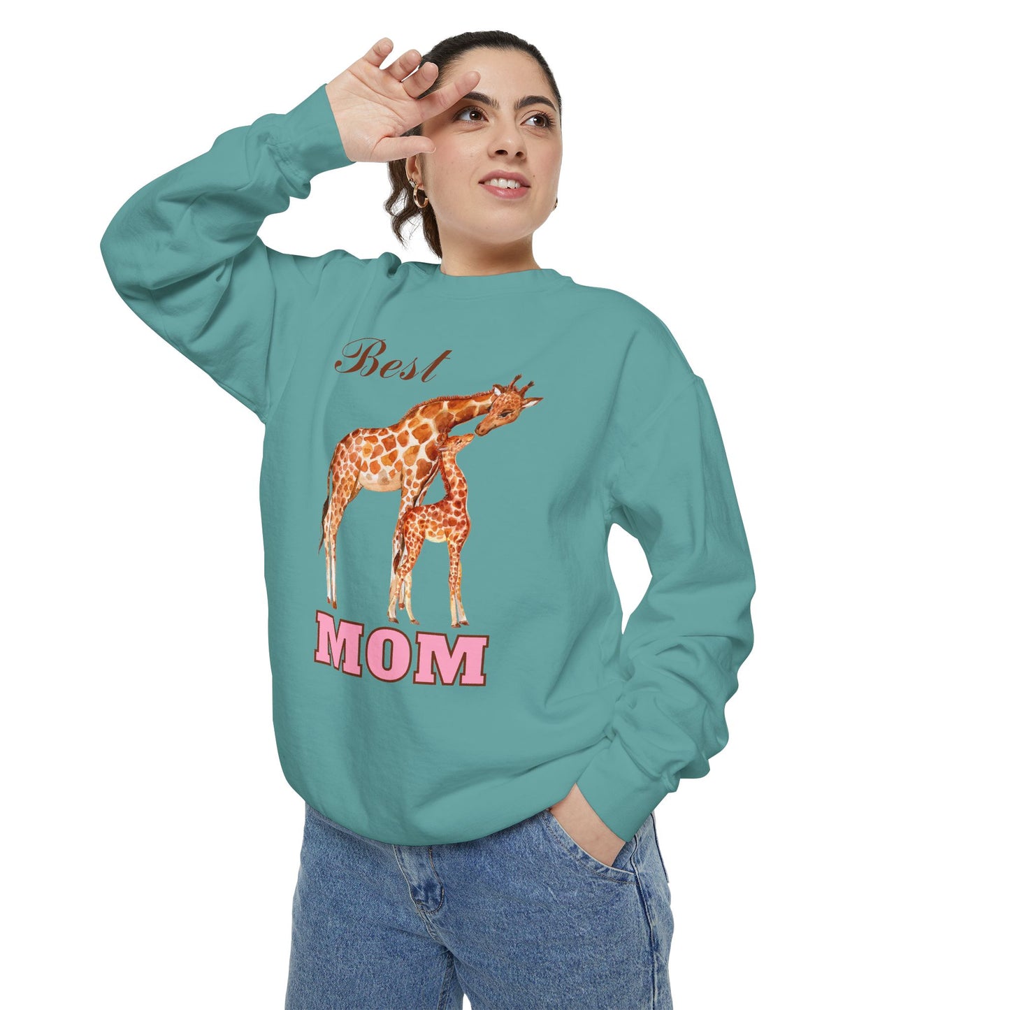 Best Mom Giraffe Design Unisex Garment-Dyed Sweatshirt - 11892