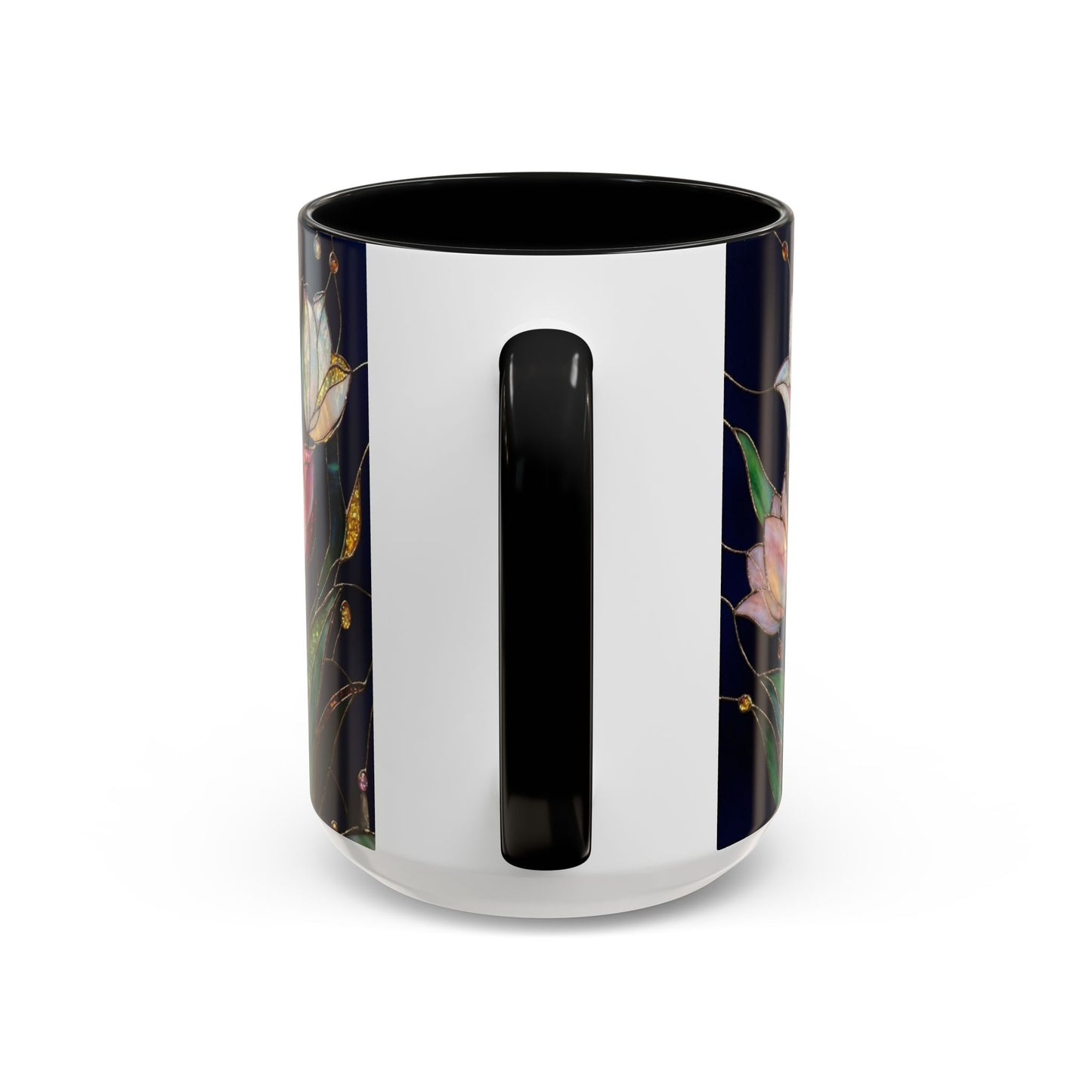 Tulip Floral Art Accent Coffee Mug — Stained Glass Design (11/15oz) - 14592
