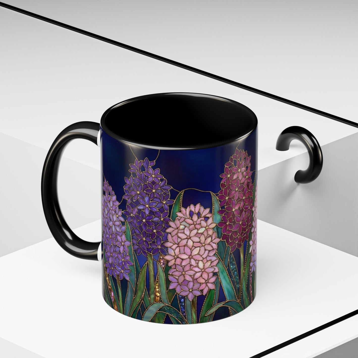 Hyacinth Floral Coffee Mug — Stained Glass Design (11/15 oz) - 14570