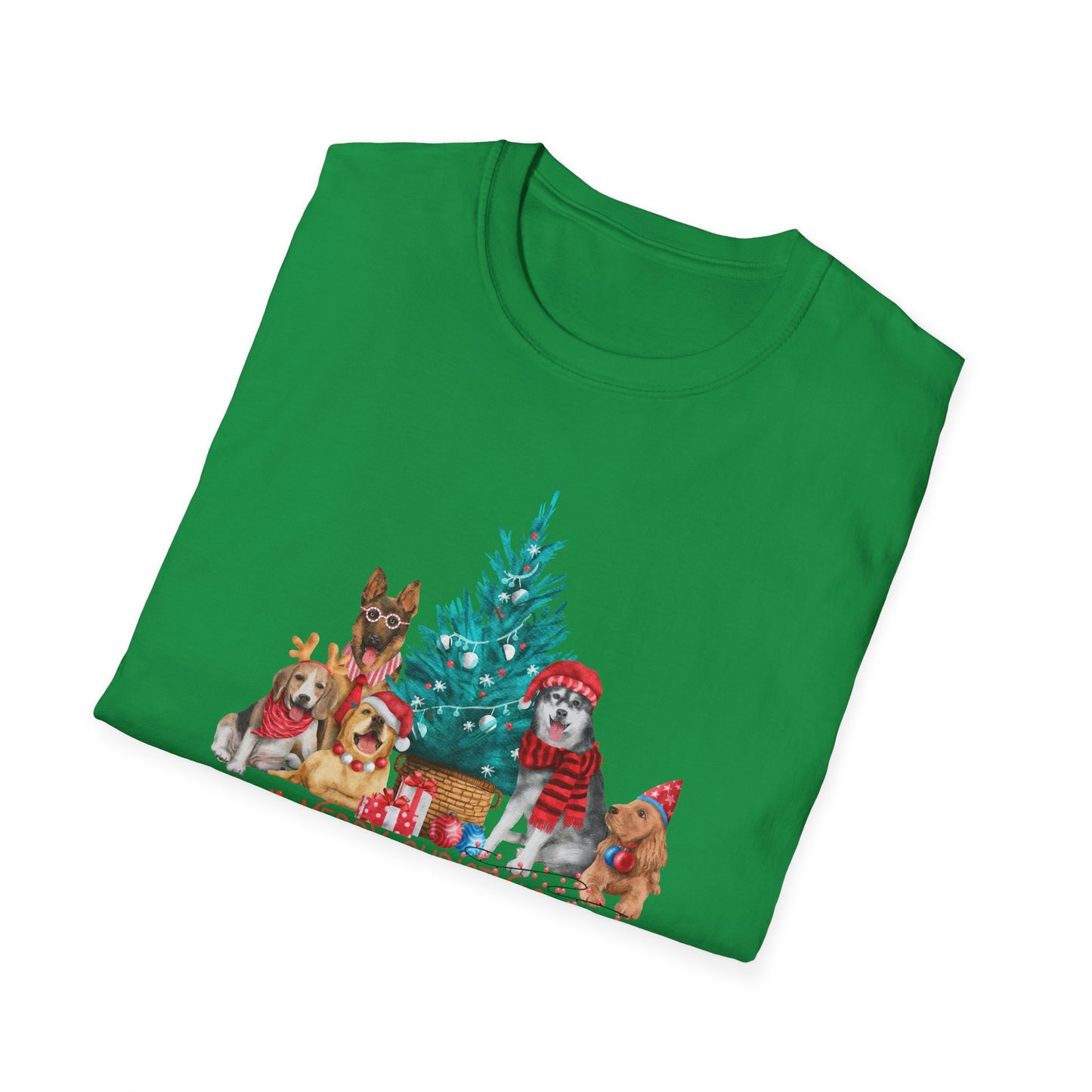 Dogs, Merry Christmas - Unisex Softstyle T-Shirt - 10281