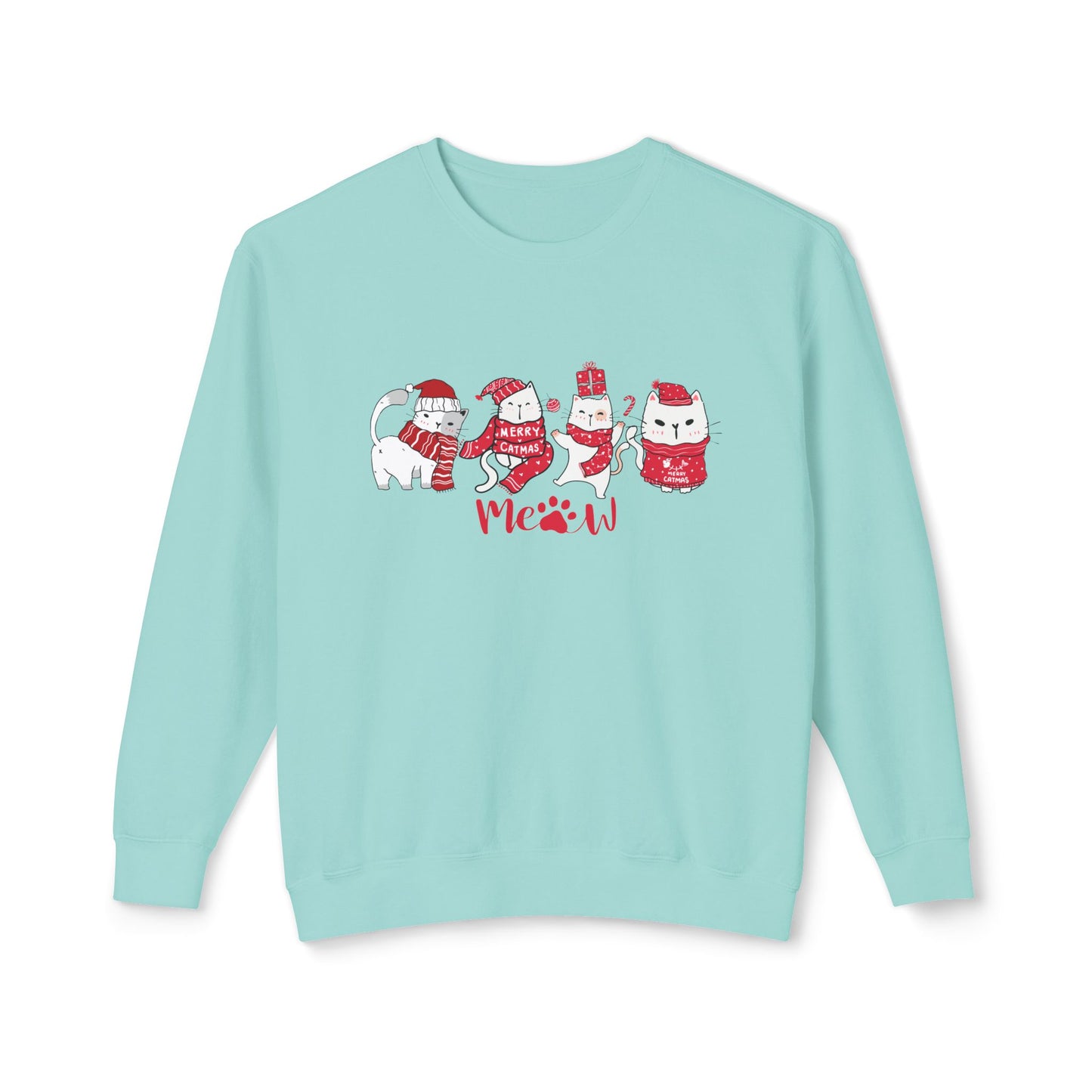 Cats, Merry Christmas - Unisex Lightweight Crewneck Sweatshirt - 10046