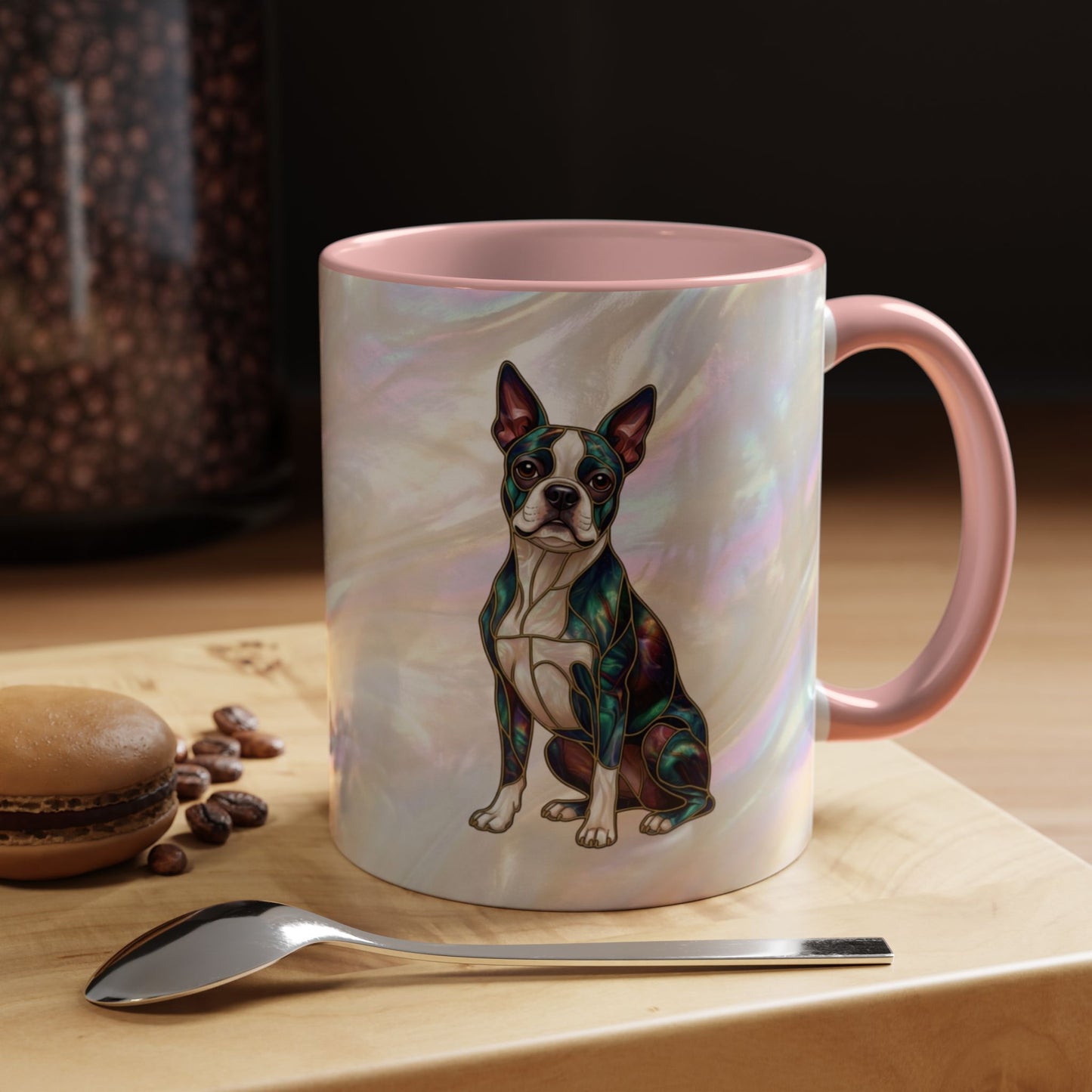 Boston Terrier Accent Coffee Mug — Stained Glass Design (11/15 oz) - 14620