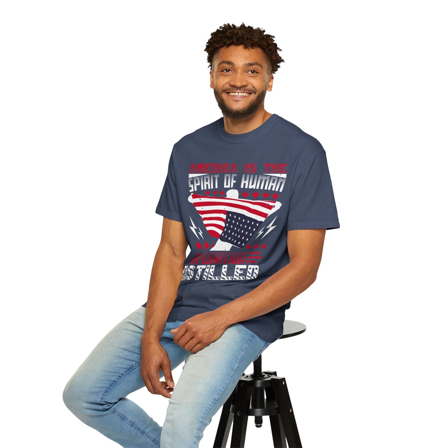 Patriotic Unisex T-Shirt - Spirit of Human Exploration, Independence Day Gift, July 4th Celebration Wear, American Pride Tee - 13792