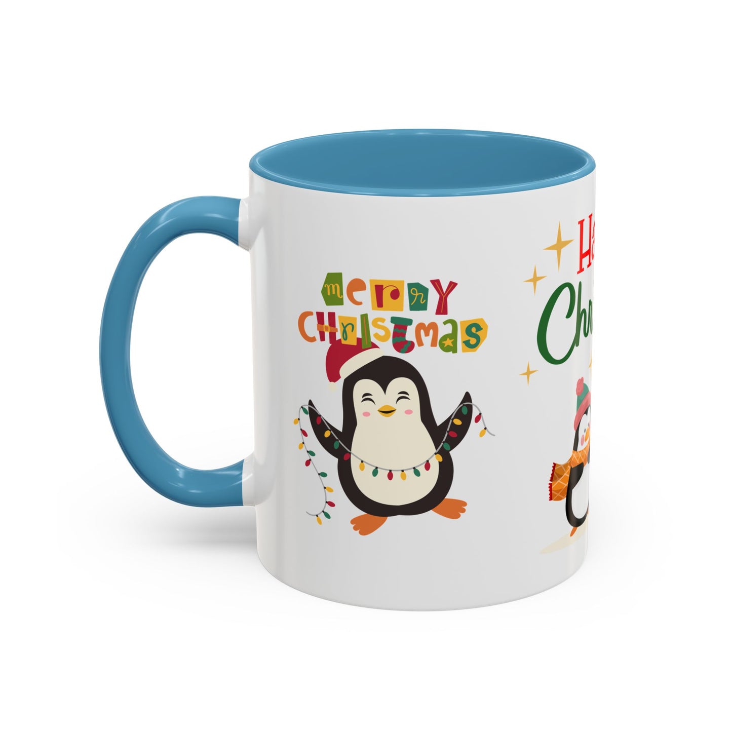 Penguins, Merry Christmas - Accent Coffee Mug (11, 15oz)