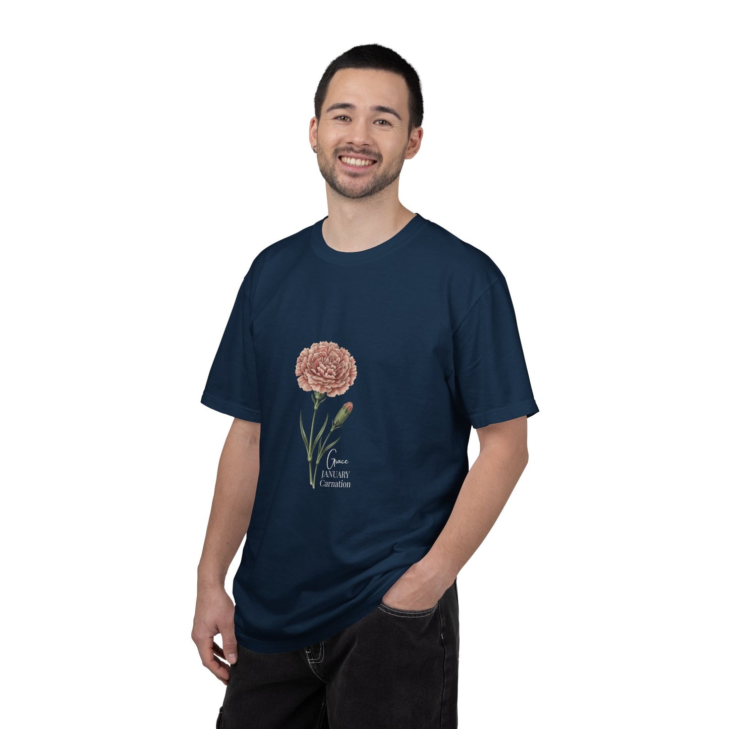 January Carnation Birth Flower T-Shirt – Customizable - 14672