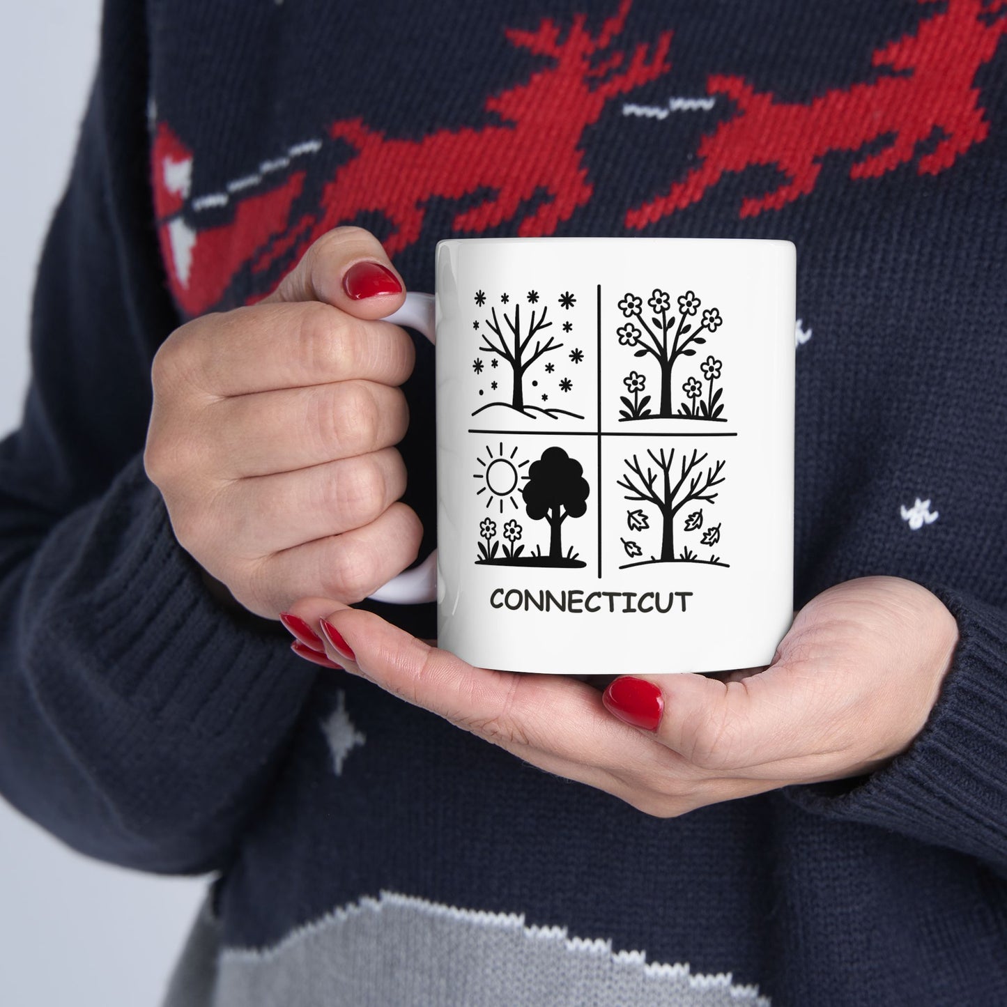 "Connecticut: The only state where you can experience all four seasons in one week." Ceramic Coffee Mug - 13823