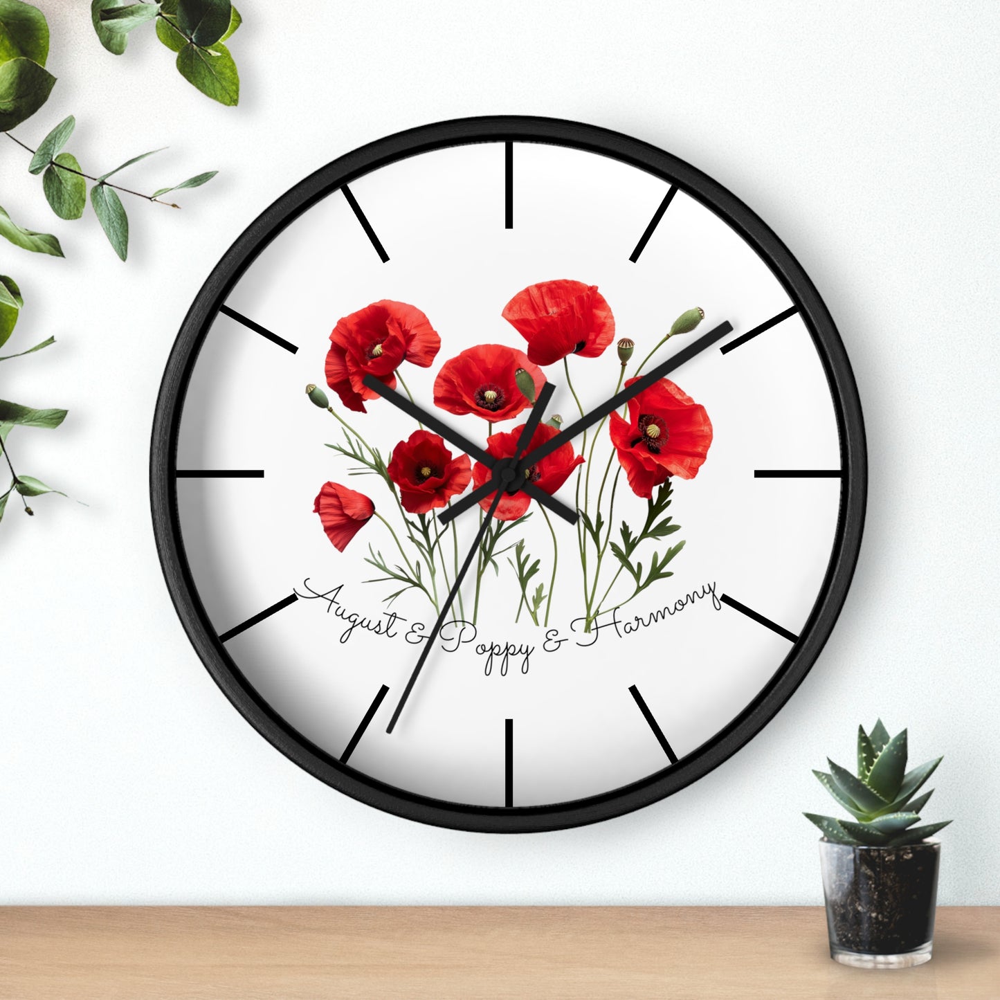 Happy Birthday August, Poppy - Wall Clock