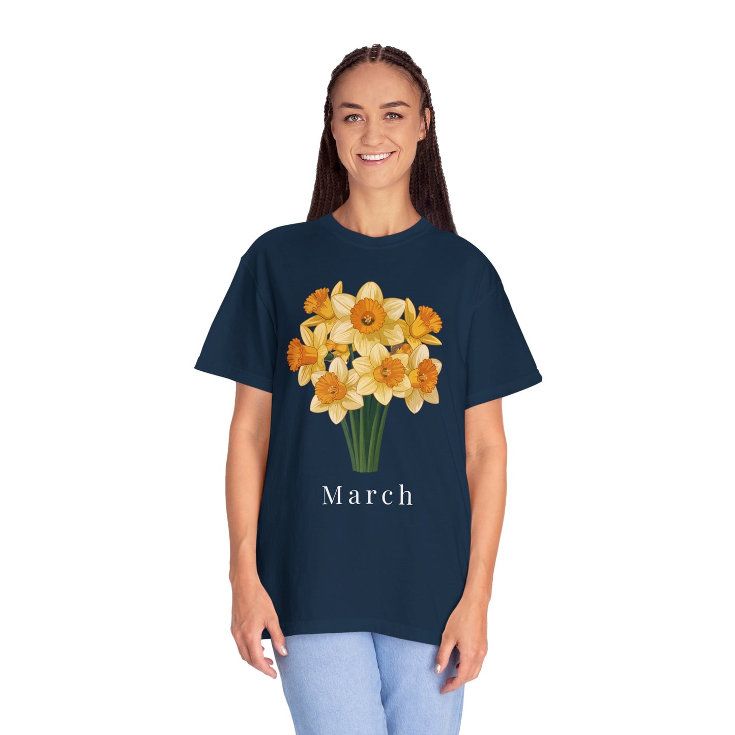 March Birth Flower T-Shirt – Daffodil Floral Birthday Tee for Women - 14794