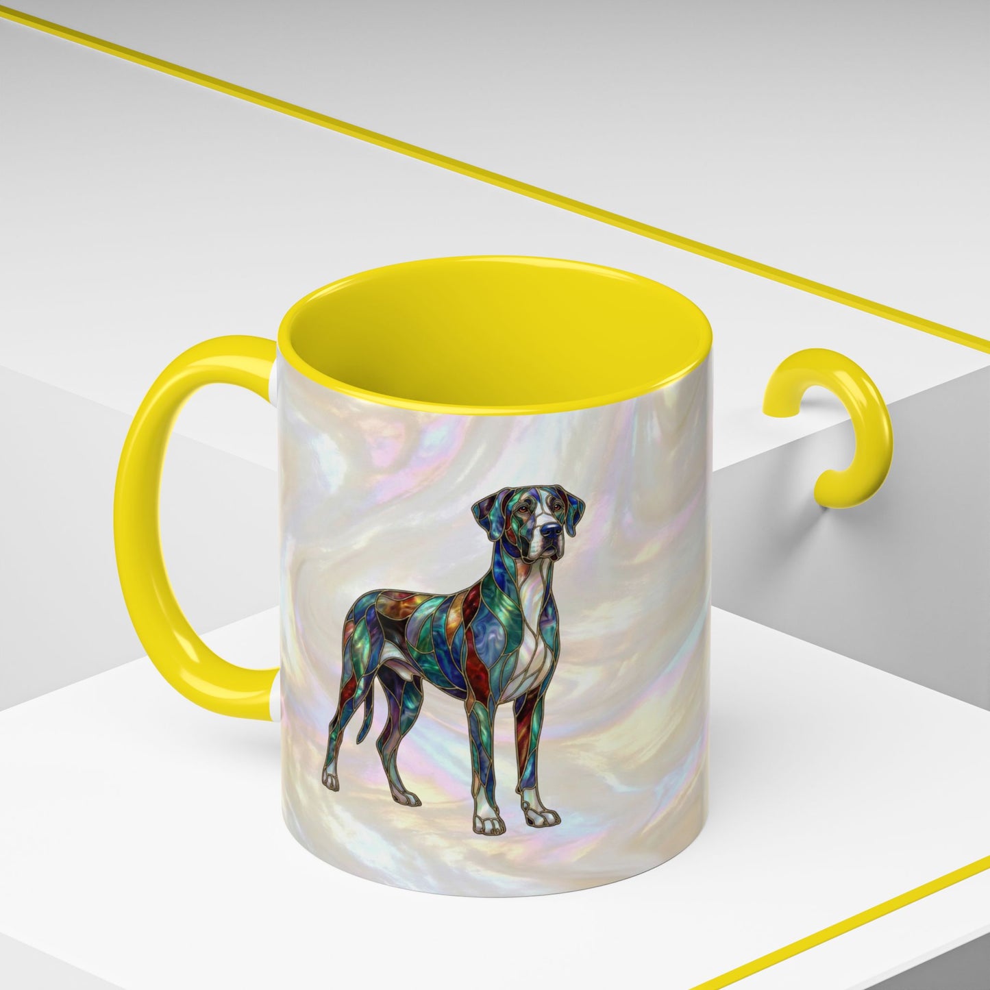 Personalized Great Dane Dog Mug — Stained Glass Design (11/15 oz) - 14550