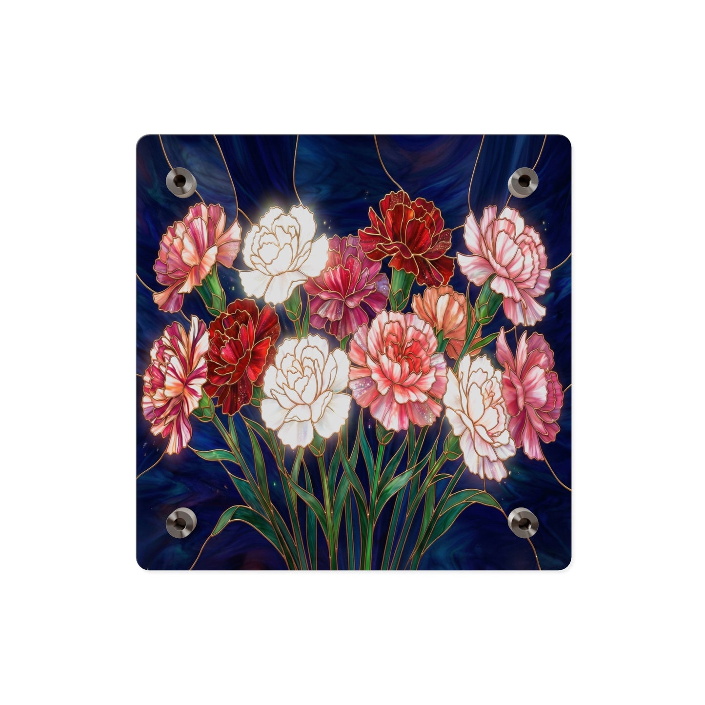 Carnation Bouquet Acrylic Wall Art Panel — Floral Home Décor - 14599