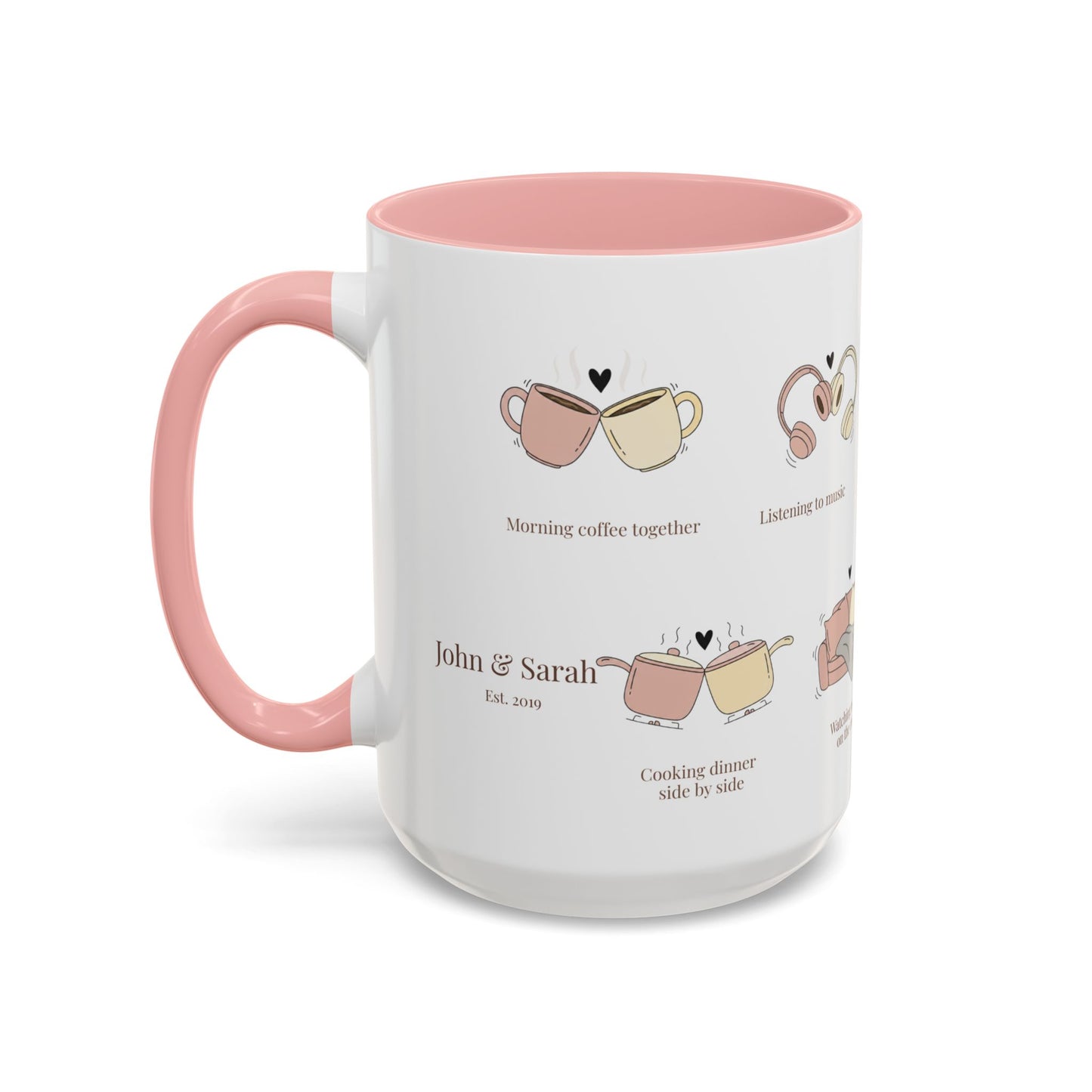 Our Favorite Things to Do Valentine’s Mug – Cozy Couples Illustrated Accent Coffee Mug - 14702