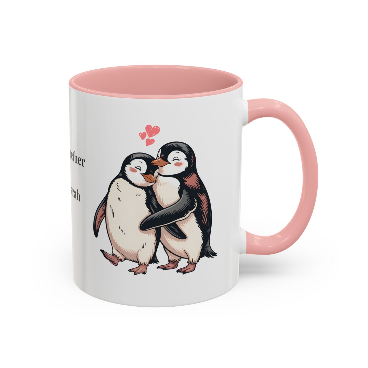 Always Together Personalized Coffee Mug — Penguin Couple with Custom Names & Established Date (11/15 oz) - 14744
