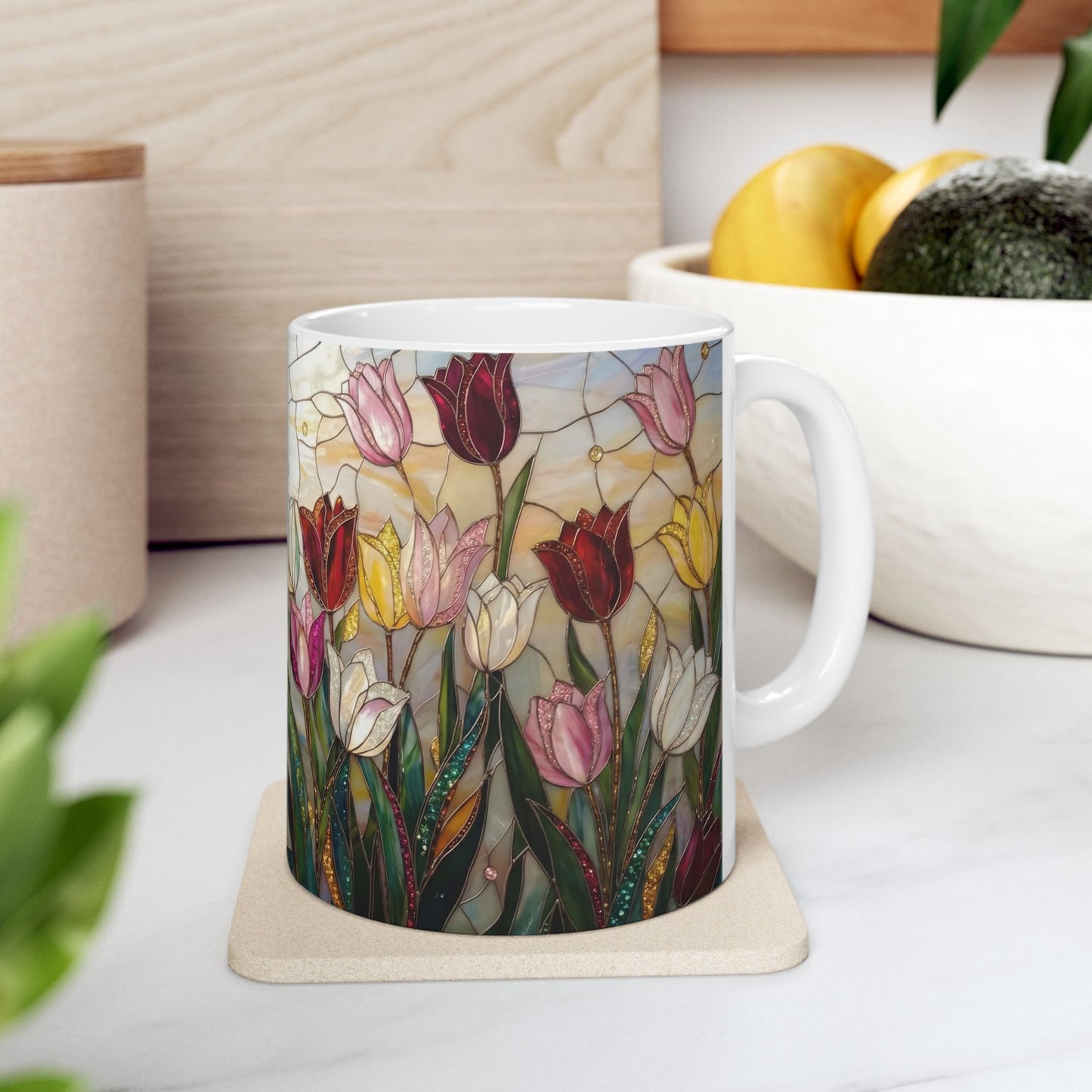 Stained Glass Tulip Ceramic Mug (11oz & 15oz) - 14517