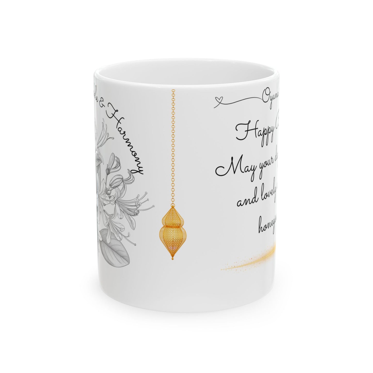 Happy Birthday, June, Honeysuckle, Customizable - Ceramic Mug, (11oz, 15oz) - 10446