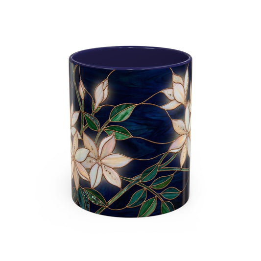 Jasmine Floral Accent Coffee Mug —  Stained Glass Design (11/15oz) - 14573