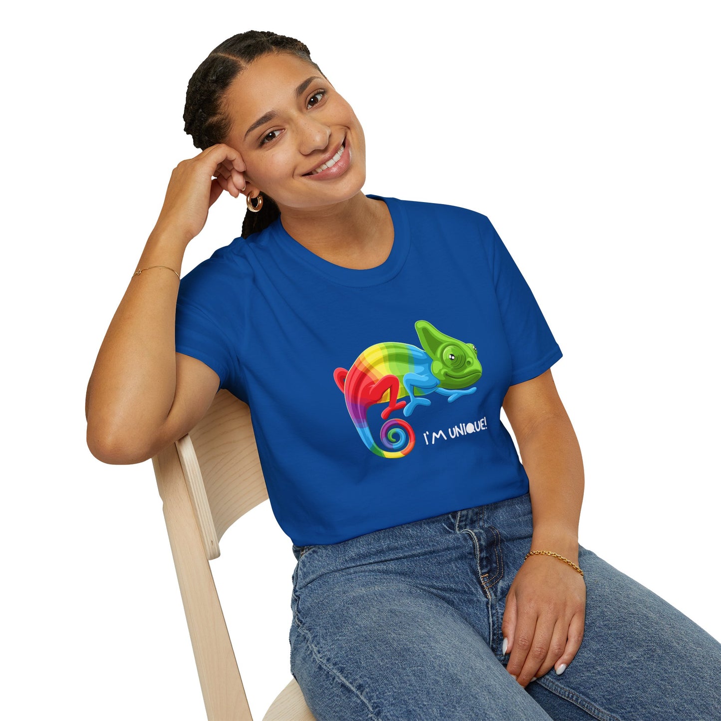 Unique Colorful Chameleon Unisex Softstyle T-Shirt - I'm Unique - 11823