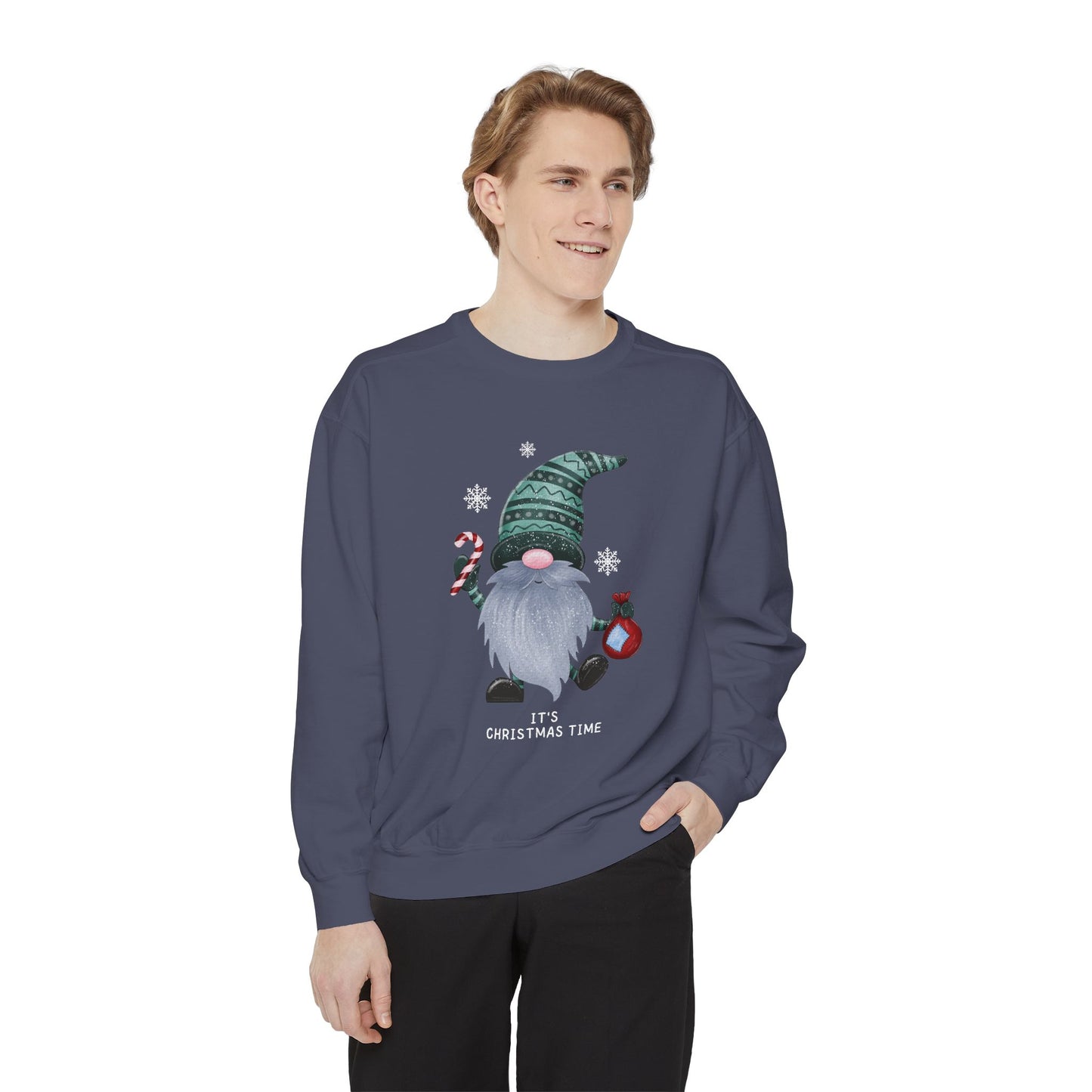 Gnome, It's Christmas Time - Unisex Garment Dyed Sweatshirt - 10507