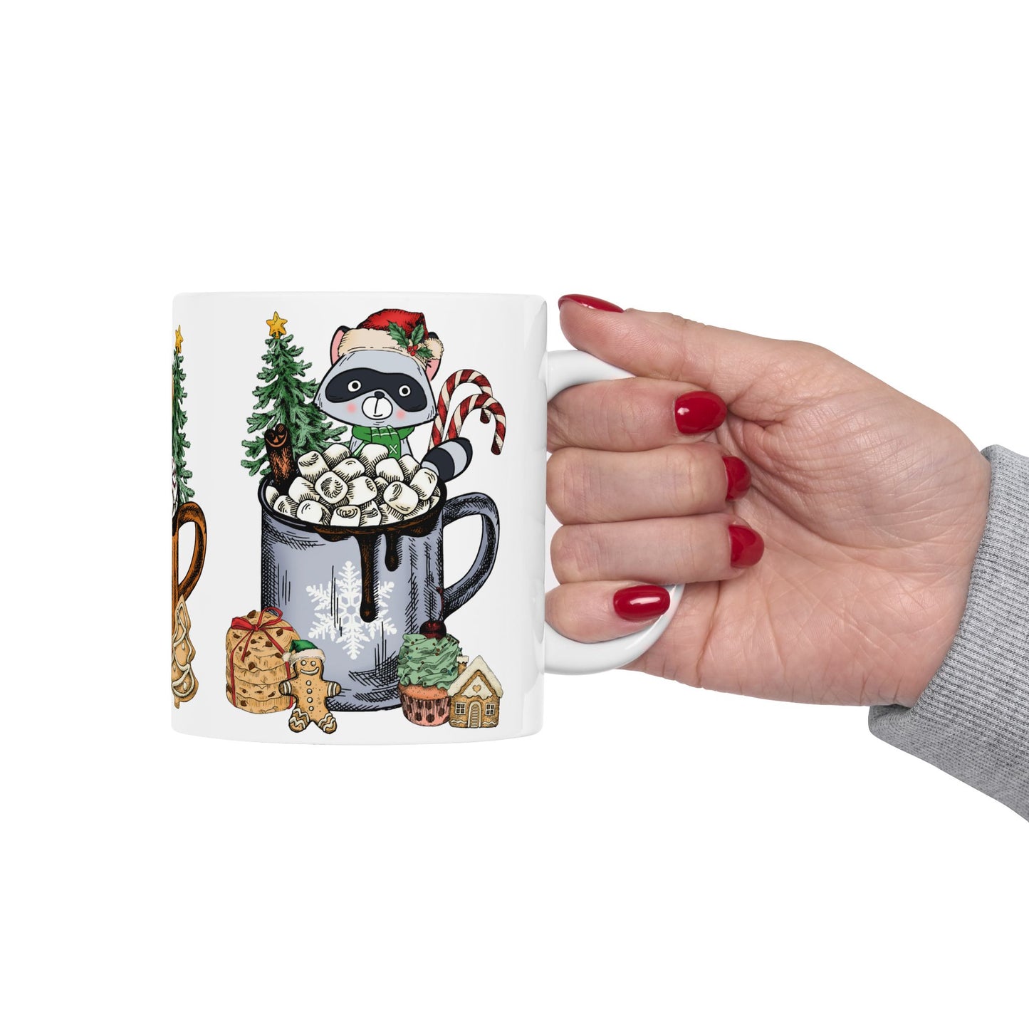 Christmas Marshmallow Mugs with Animals - Ceramic Mug, (11oz, 15oz) - 10292