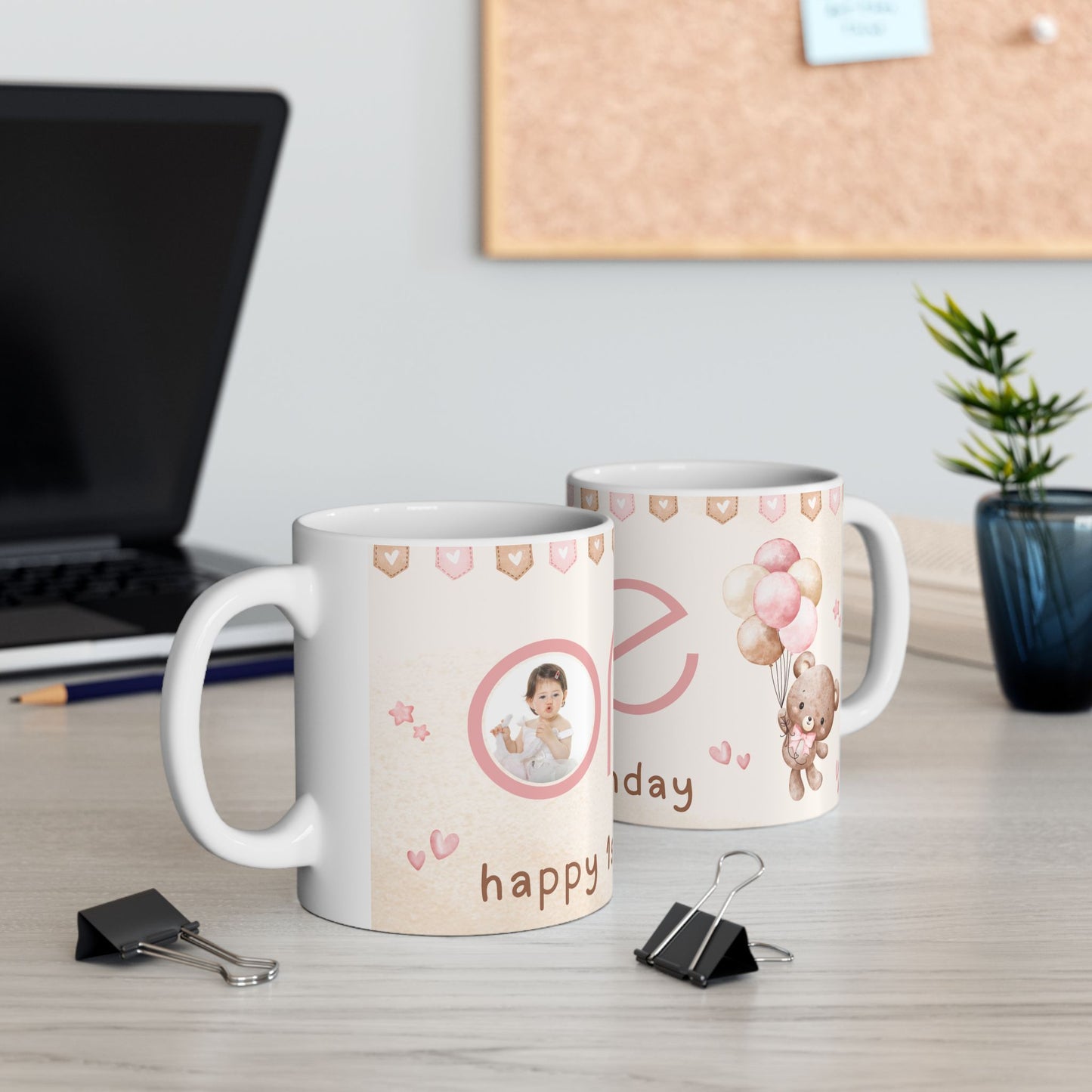 Cute Birthday Ceramic Mug, 1st Birthday Mug, Baby Shower Gift, Customizable Gift, Kids Mug - 13995