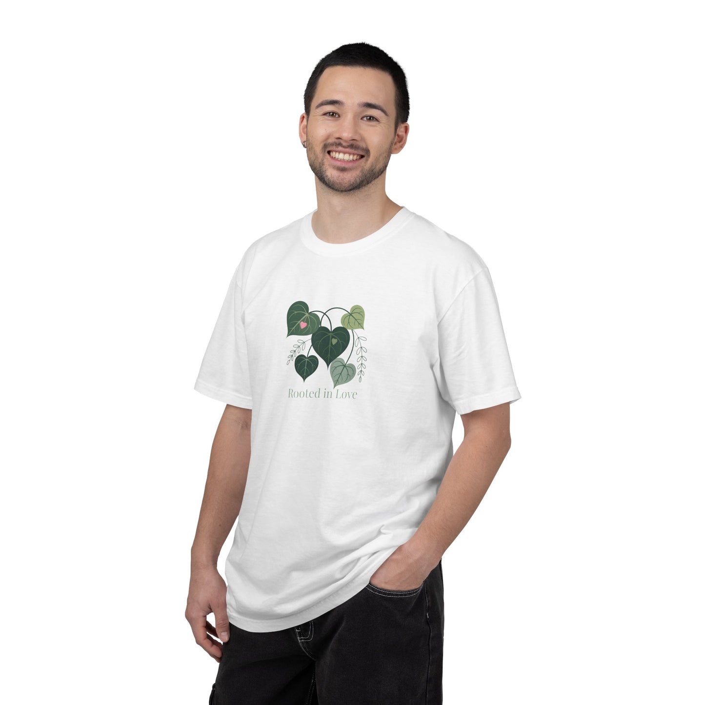 Rooted in Love T-Shirt — Heart Leaf Plant Graphic Tee - 14733