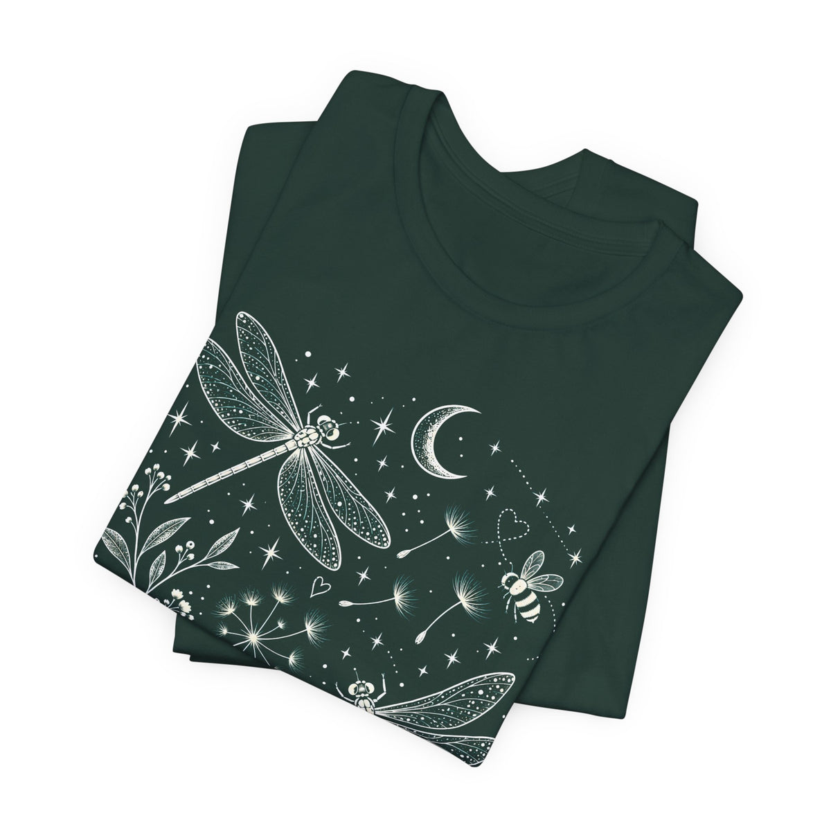 Dragonfly Moon T-Shirt, Whimsical Celestial Nature Tee - 14518