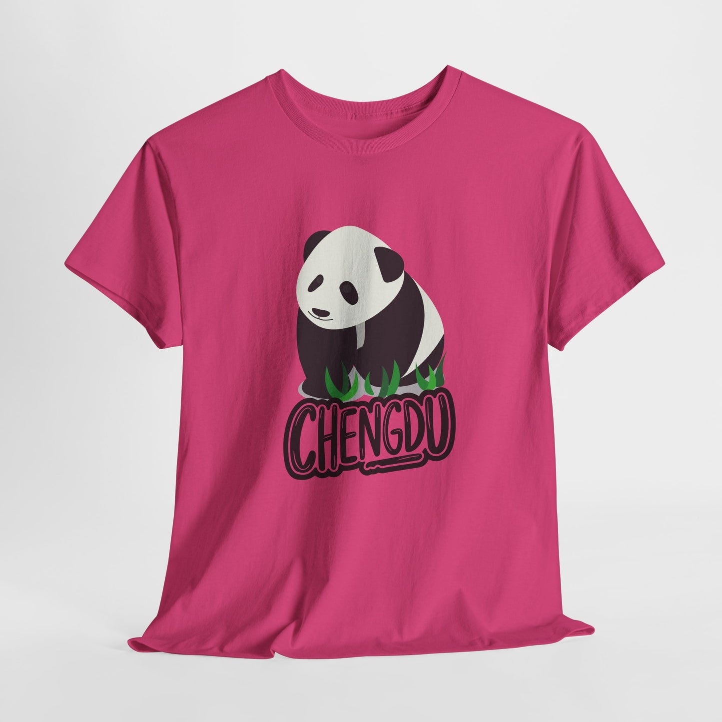 Chengdu Panda Unisex Heavy Cotton Tee - Cozy and Fun Graphic Tee for Animal Lovers - 12206