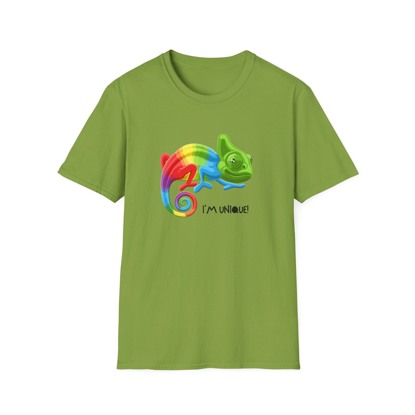 Unique Colorful Chameleon Unisex Softstyle T-Shirt - I'm Unique - 11823