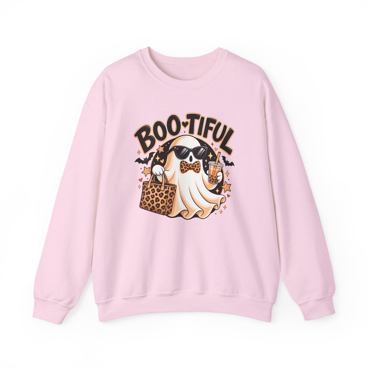 Boo-tiful Halloween Ghost Sweatshirt,  Leopard Print Crewneck - 14523