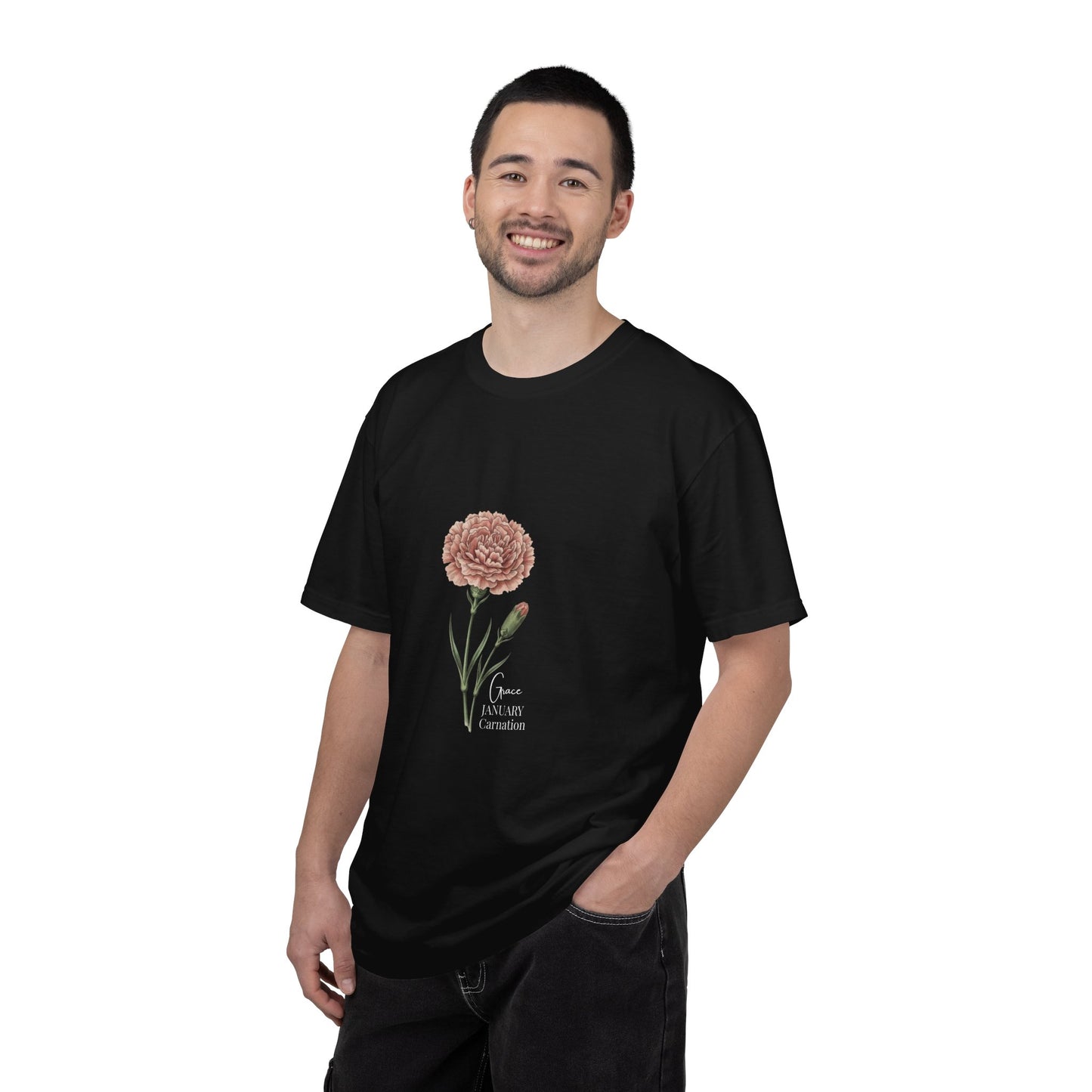 January Carnation Birth Flower T-Shirt – Customizable - 14672