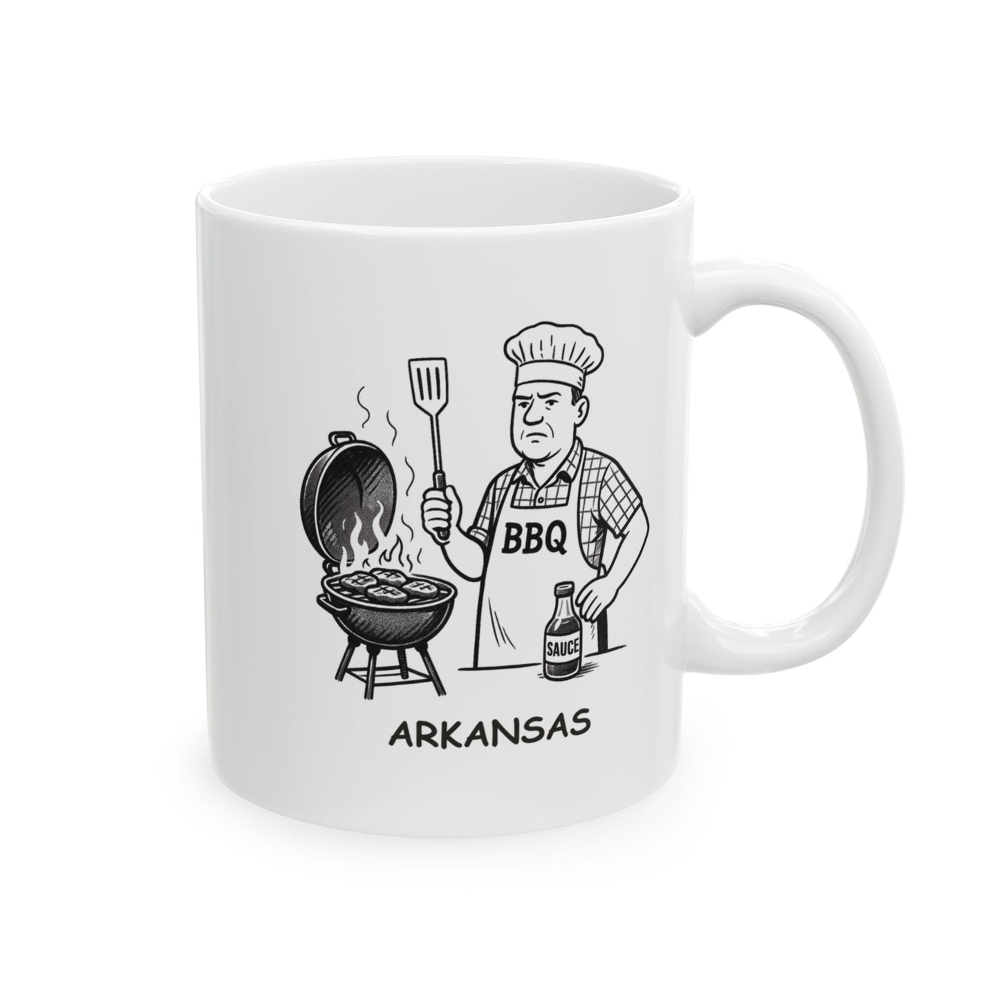"In Arkansas, we take our BBQ seriously—just don’t ask about the secret sauce." Ceramic Mug - 13344