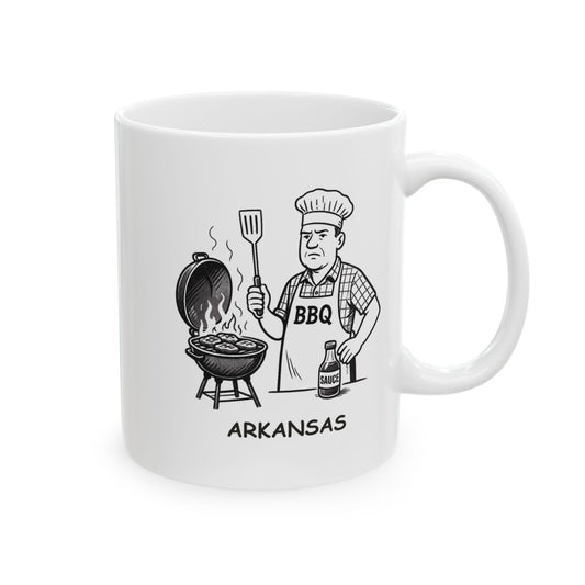 "In Arkansas, we take our BBQ seriously—just don’t ask about the secret sauce." Ceramic Mug - 13344