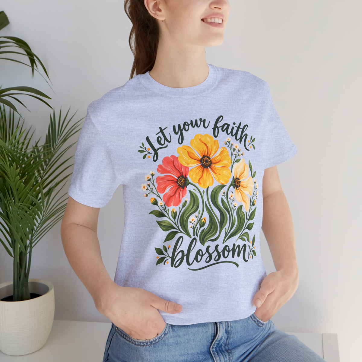Let Your Faith Blossom T-Shirt, Floral Christian Tee - 14506