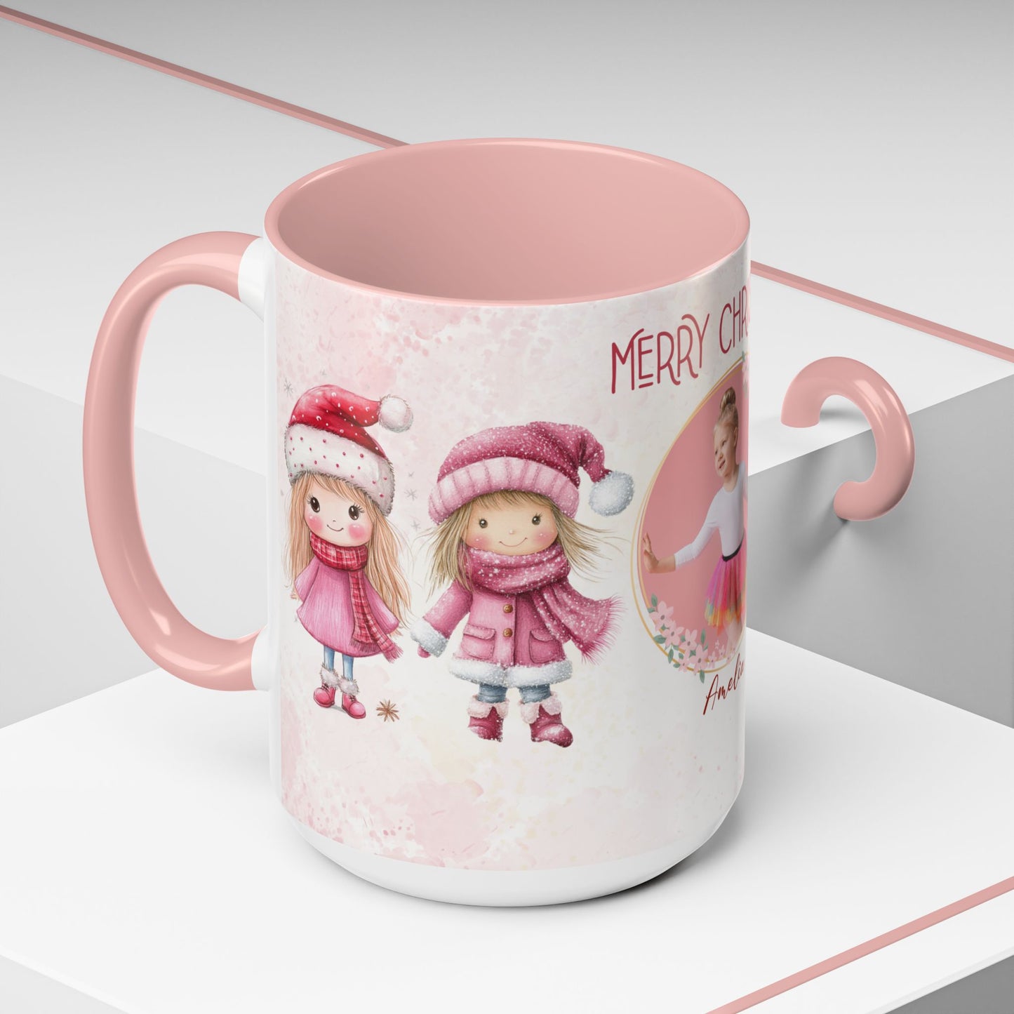 Amelia, Christmas Girl, Customizable - Accent Coffee Mug (11, 15oz) - 10144