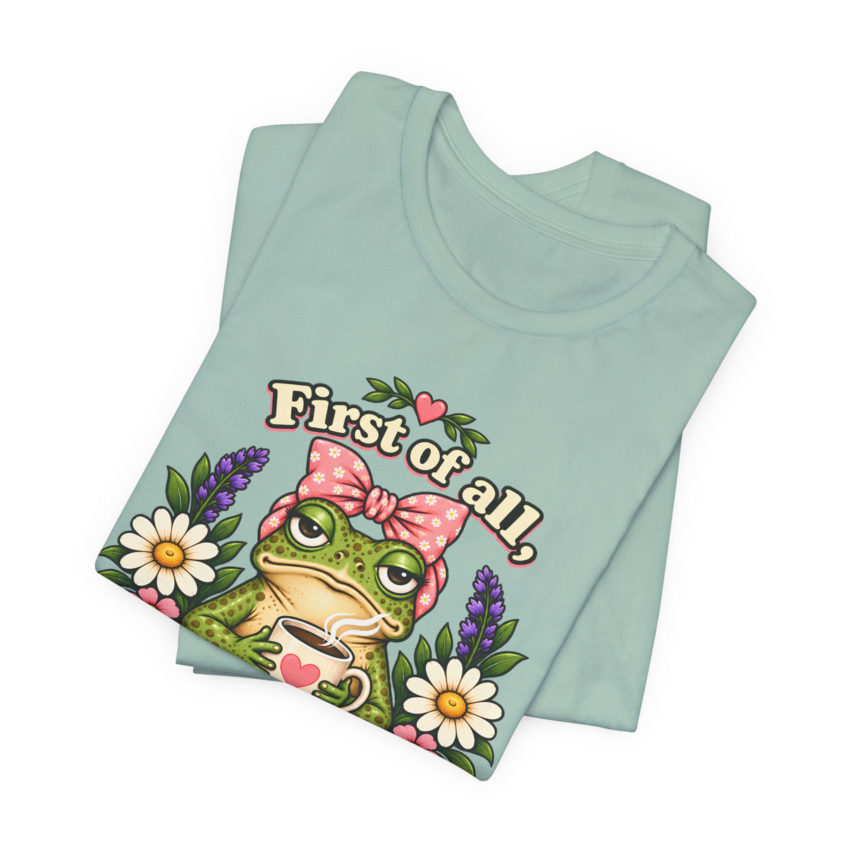 Let Me Bloom in Peace Frog T-Shirt, Cute Floral Coffee Tee - 14500